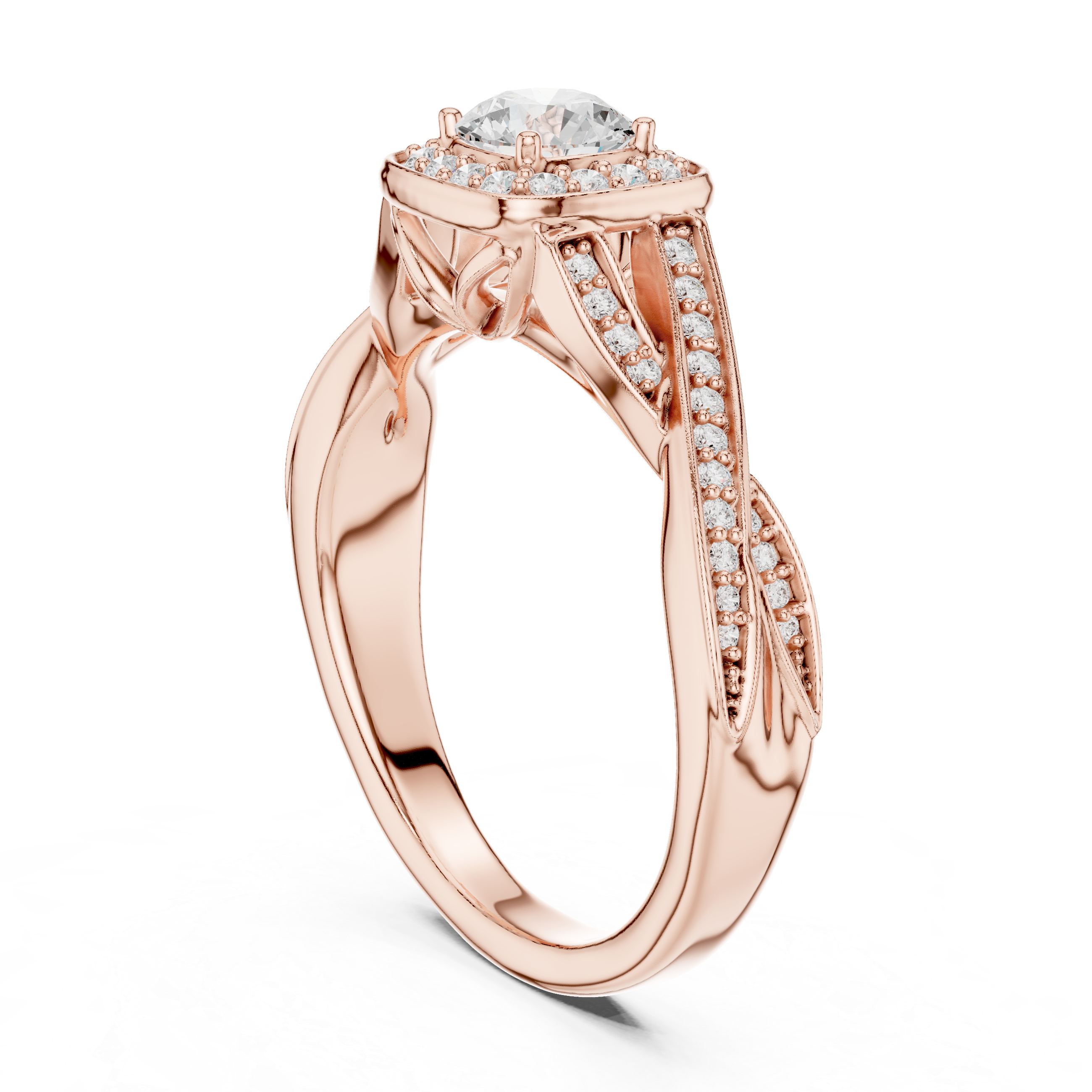 The Aerdenhout Ring - Twisted Cushion Halo Engagement Ring