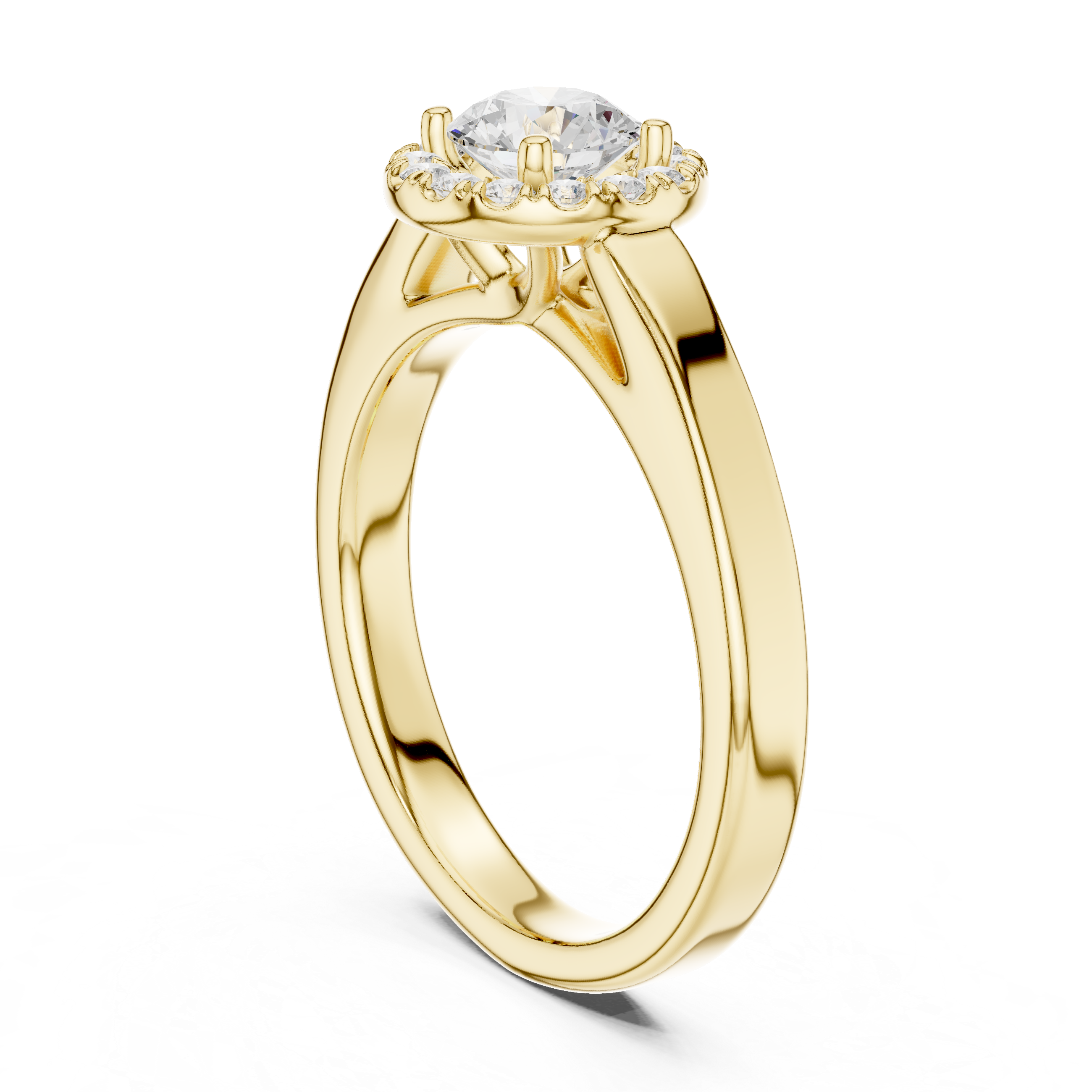 The Weesp Ring - Sculptural Cathedral Halo Engagement Ring