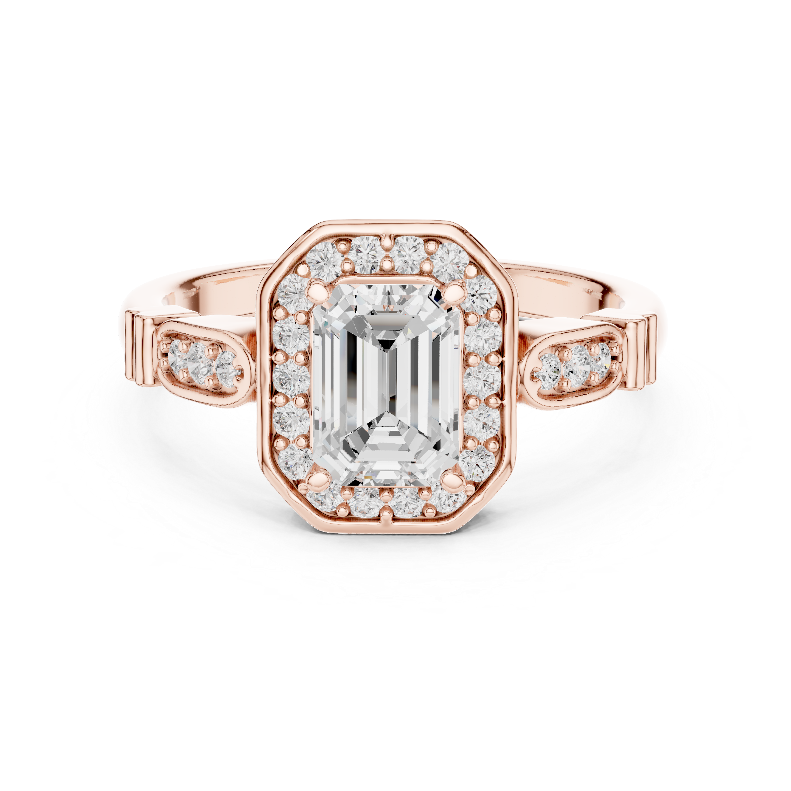 The Kraainem Ring - Emerald Cut Halo Engagement Ring