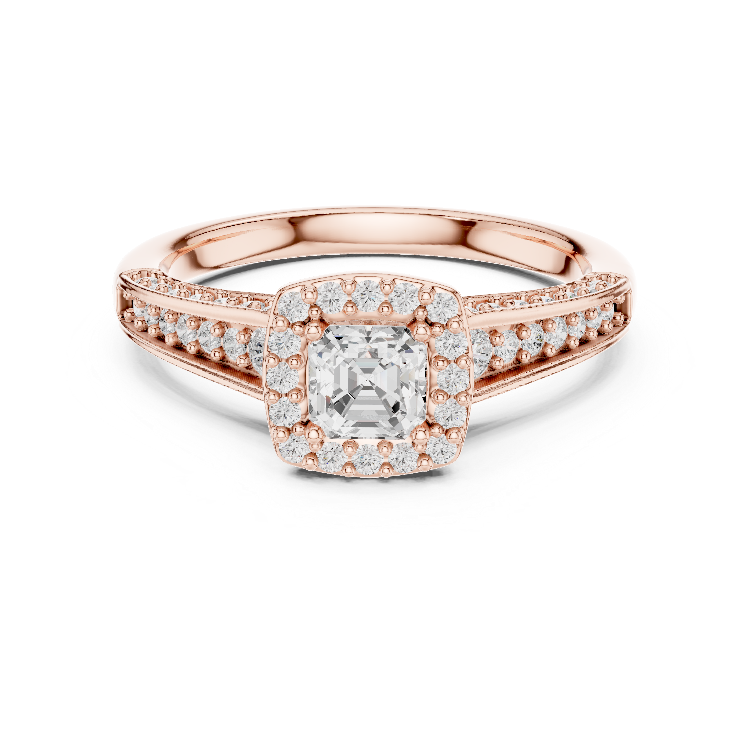 The Alsemberg Ring - Square Emerald Halo Engagement Ring