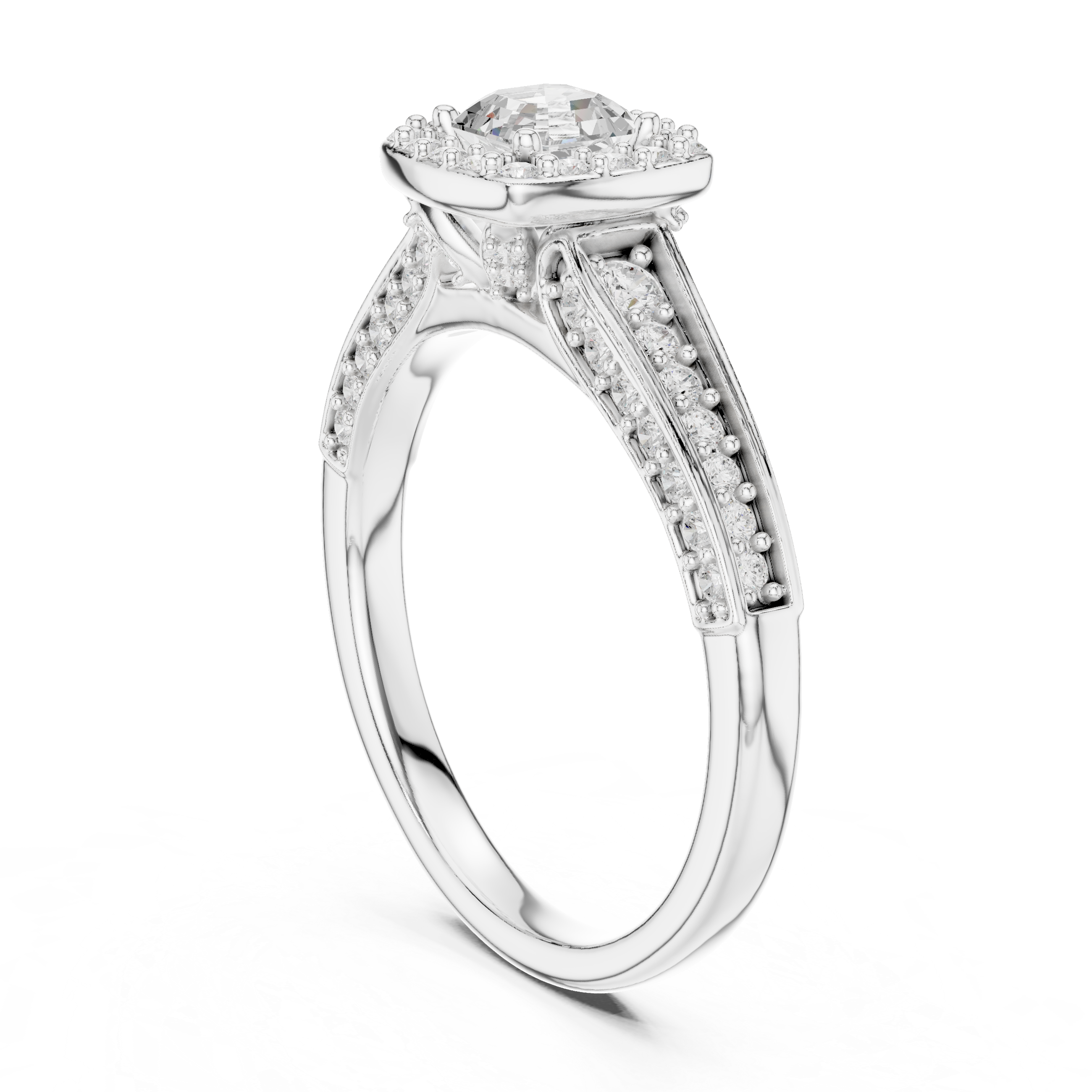 The Alsemberg Ring - Square Emerald Halo Engagement Ring