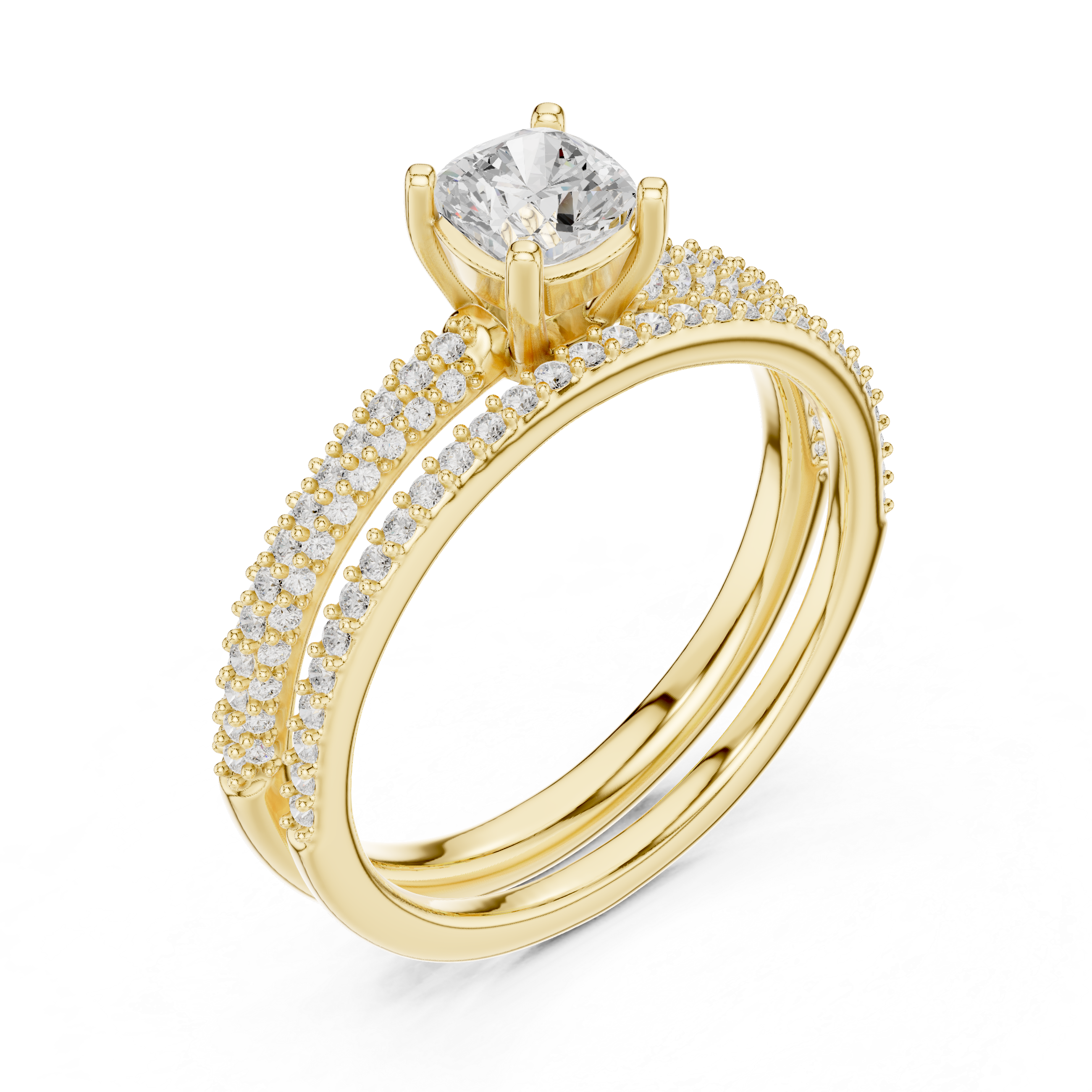 The Boadilla del Monte Ring - Cushion Cut Solitaire Bridal Set