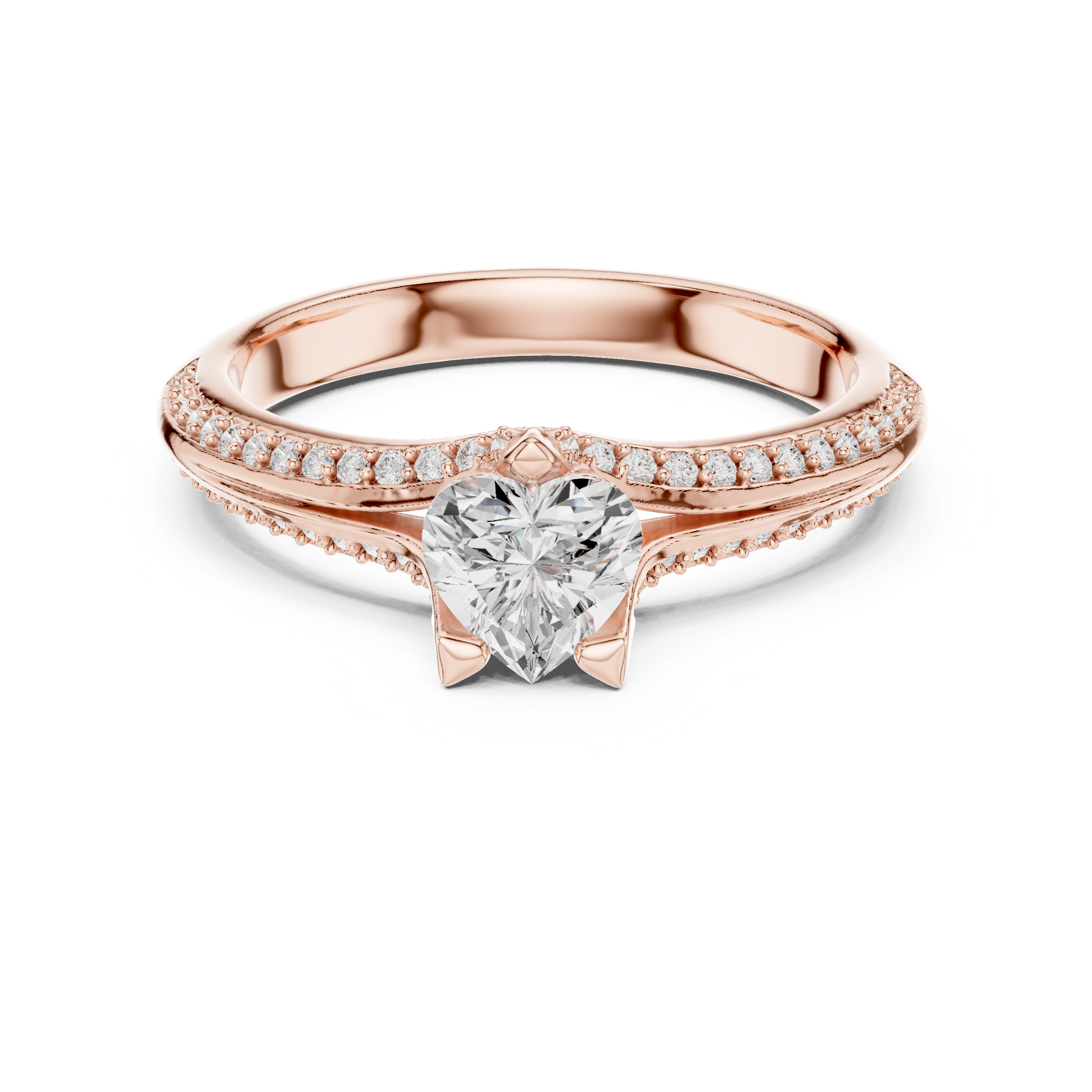 The Las Rozas Ring - Heart Shaped Pavé Engagement Ring