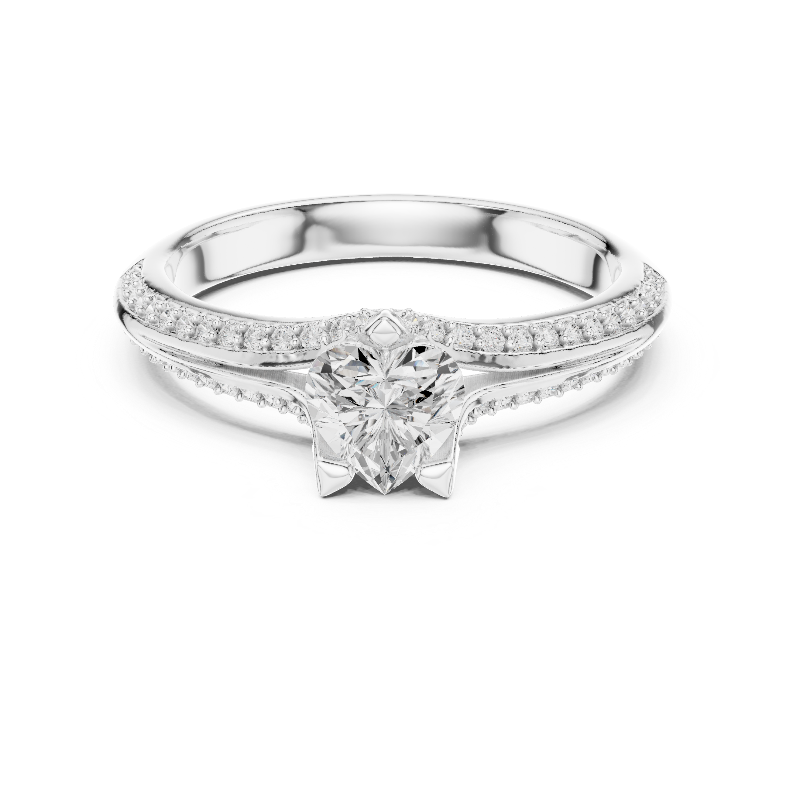 The Las Rozas Ring - Heart Shaped Pavé Engagement Ring