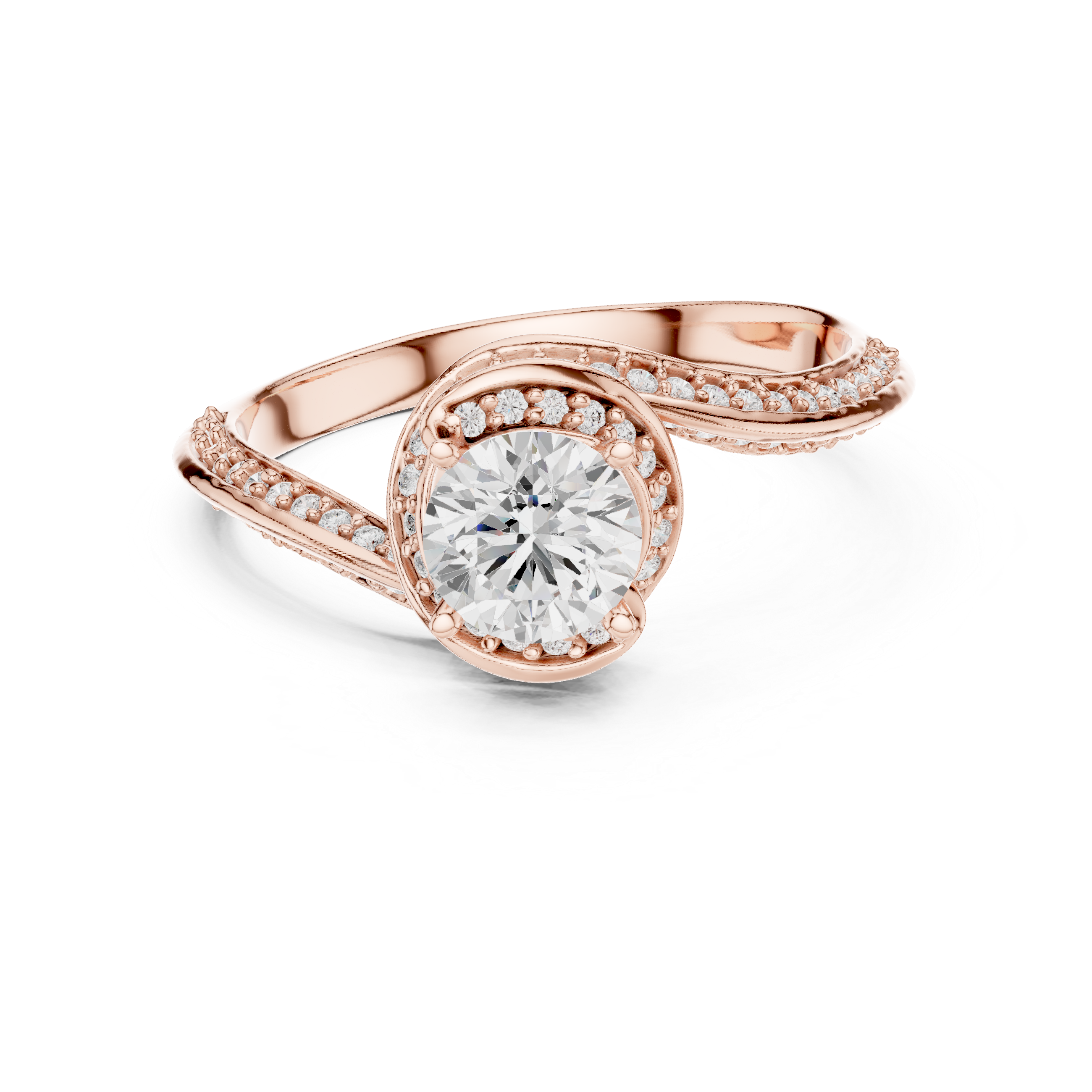 The Torrelodones Ring - Asymmetrical Bypass Pavé Engagement Ring