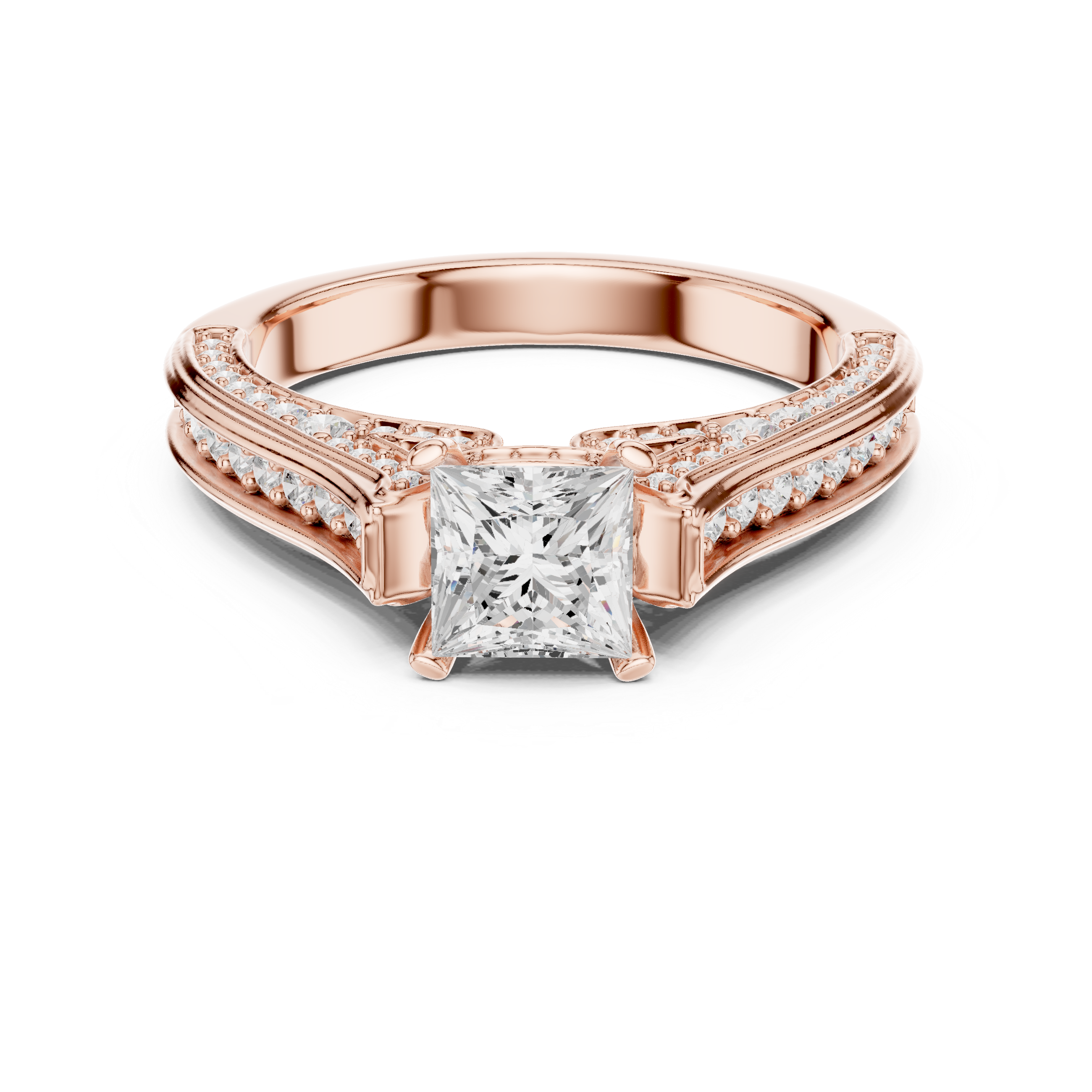 The Galapagar Ring - Princess Cut Pavé Cathedral Engagement Ring