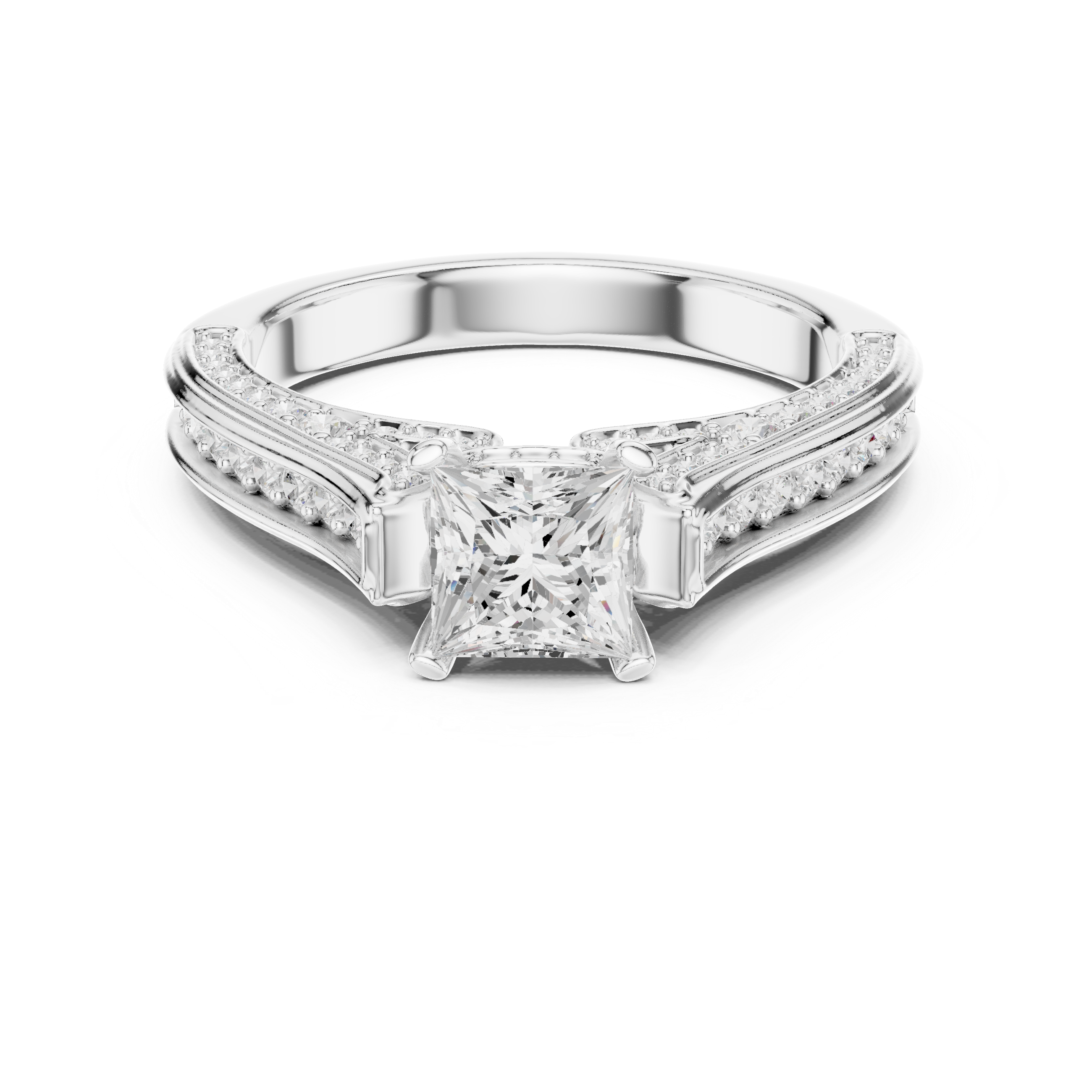 The Galapagar Ring - Princess Cut Pavé Cathedral Engagement Ring