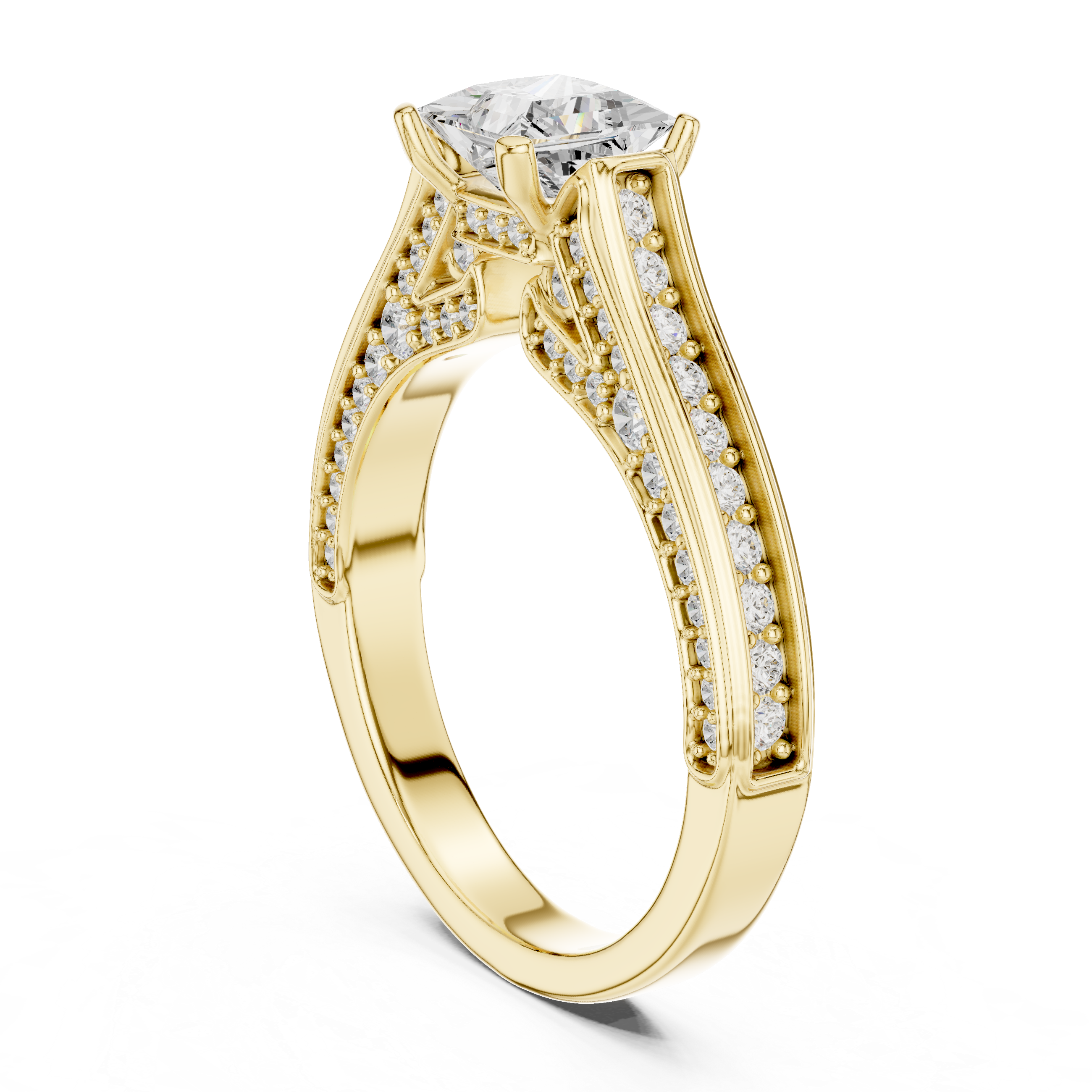 The Galapagar Ring - Princess Cut Pavé Cathedral Engagement Ring