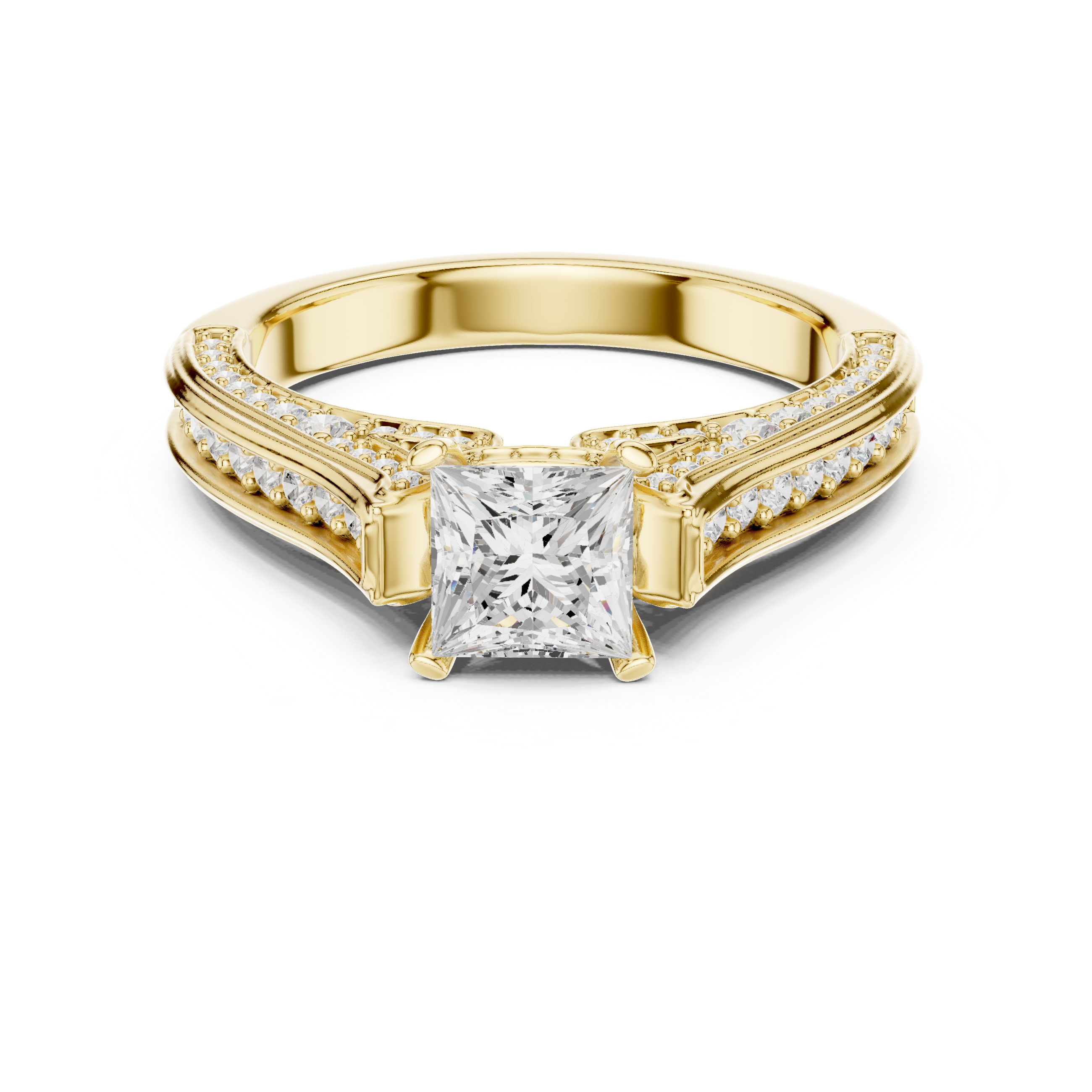 The Galapagar Ring - Princess Cut Pavé Cathedral Engagement Ring