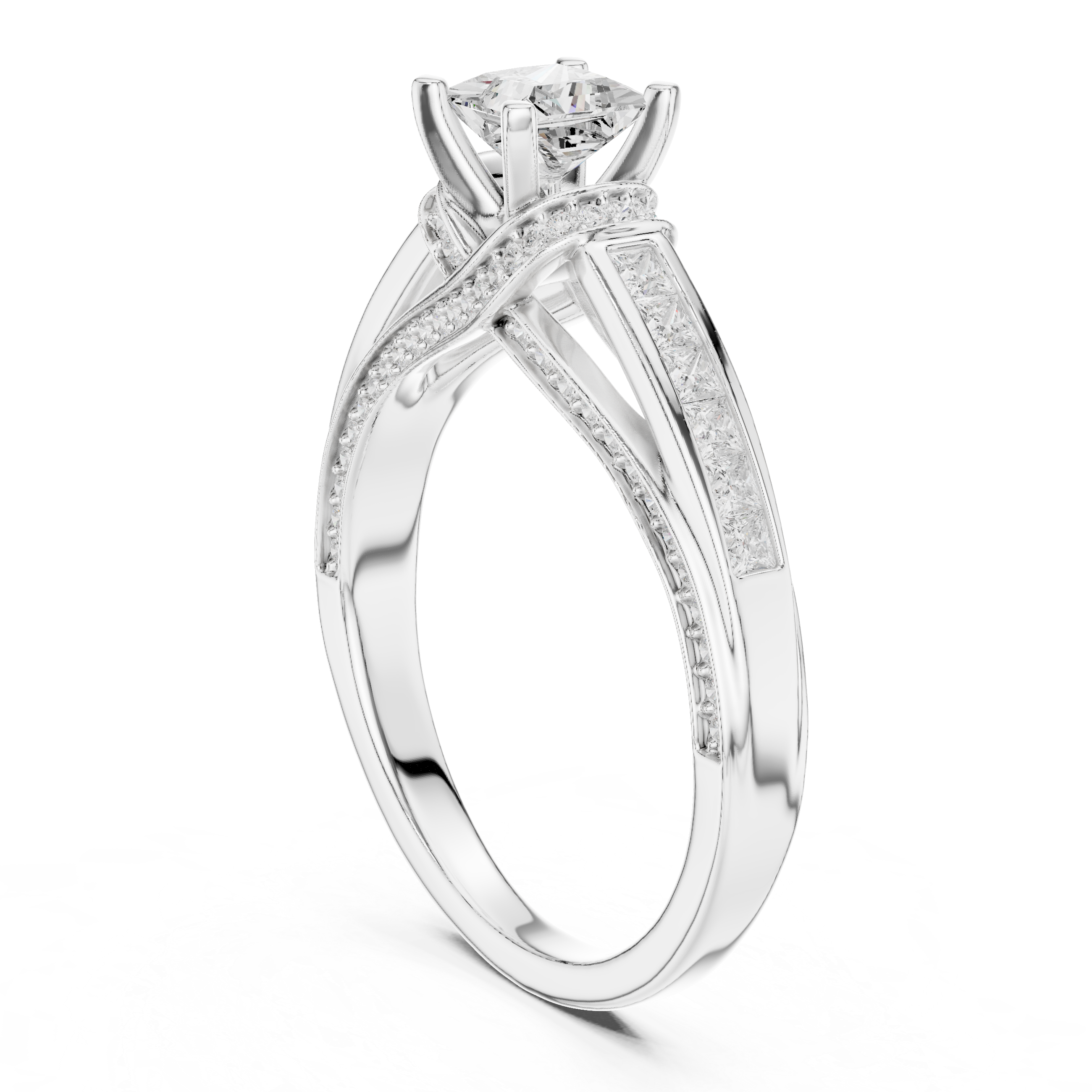 The Bellaterra Ring - Princess Cut Bypass Channel-Set Engagement Ring