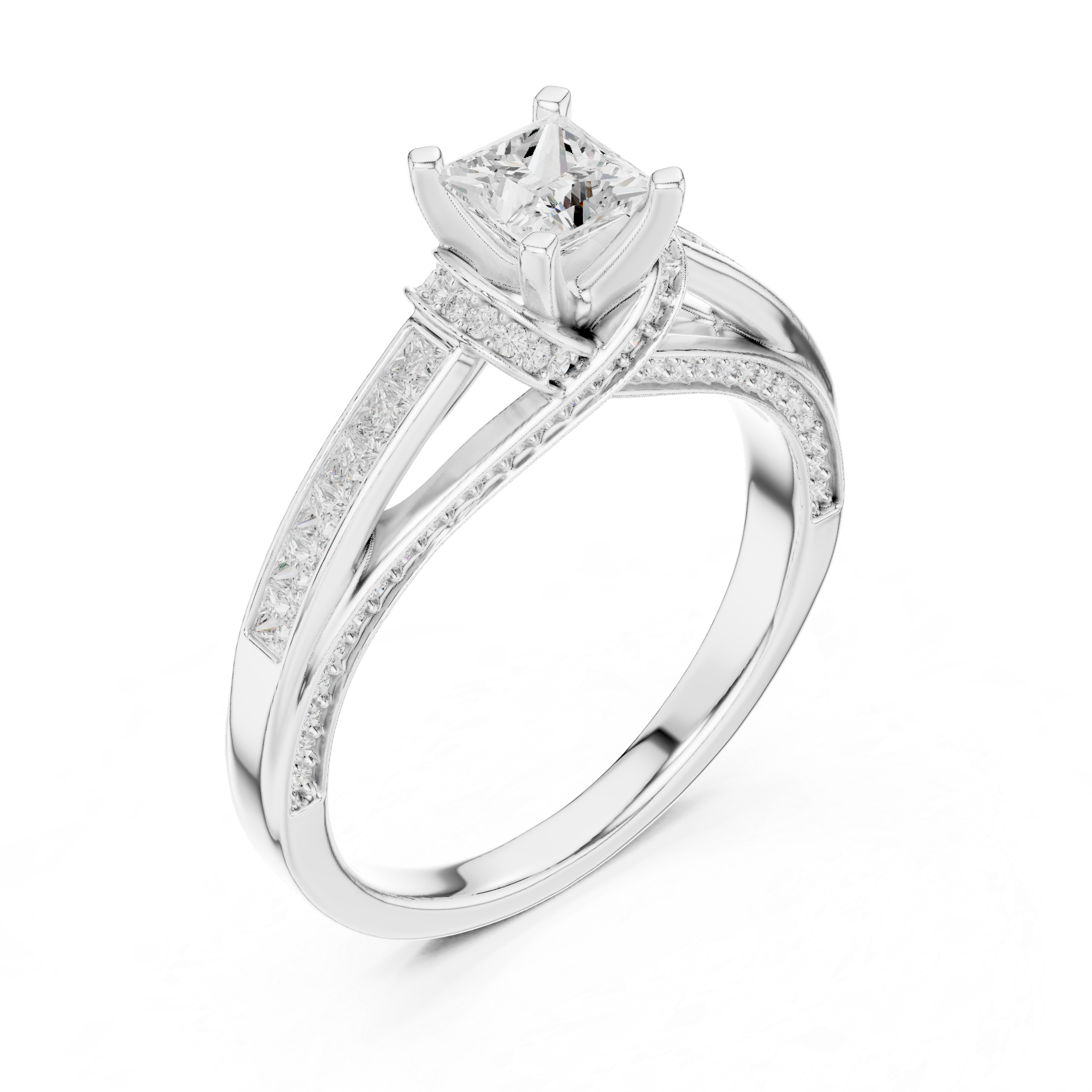 The Bellaterra Ring - Princess Cut Bypass Channel-Set Engagement Ring
