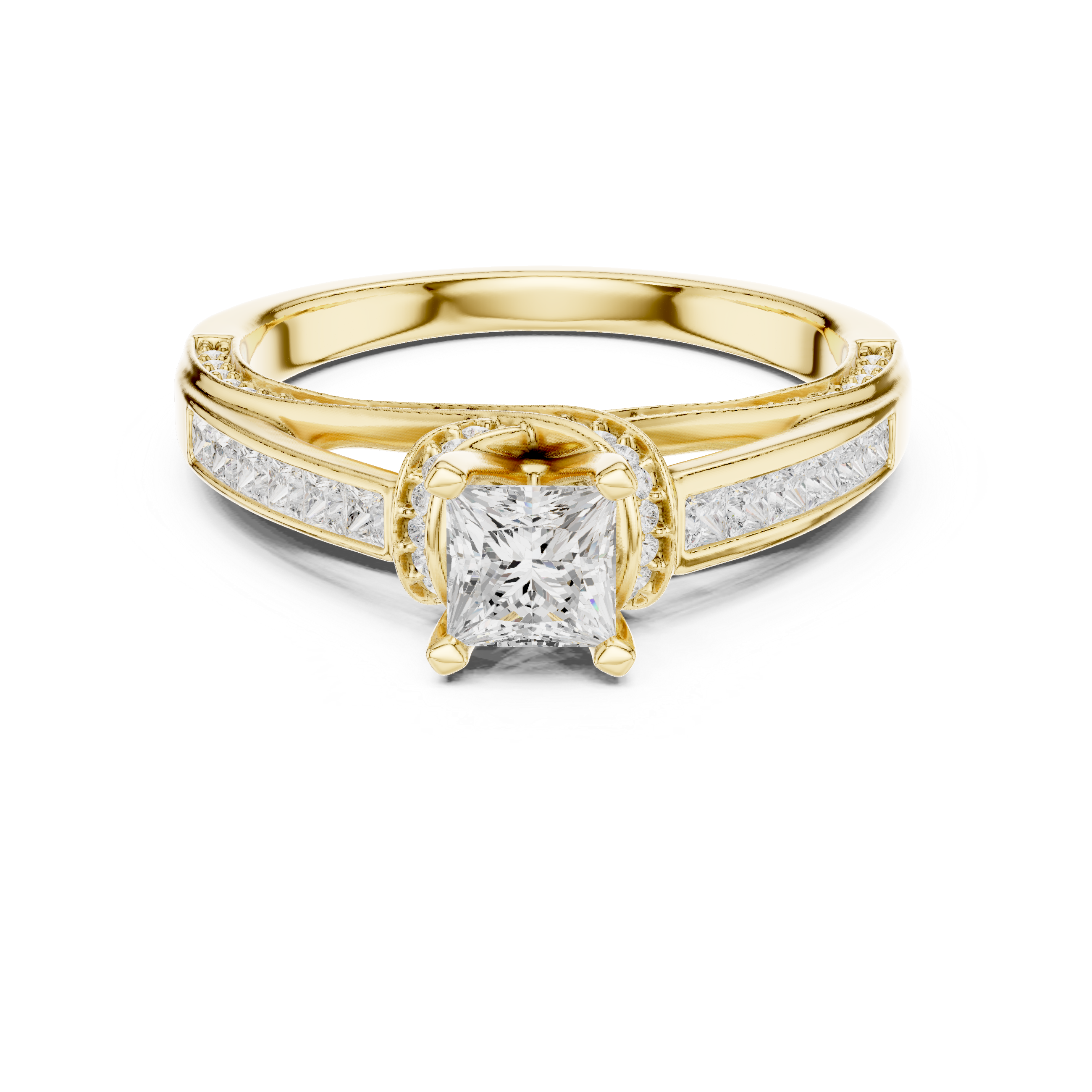 The Bellaterra Ring - Princess Cut Bypass Channel-Set Engagement Ring