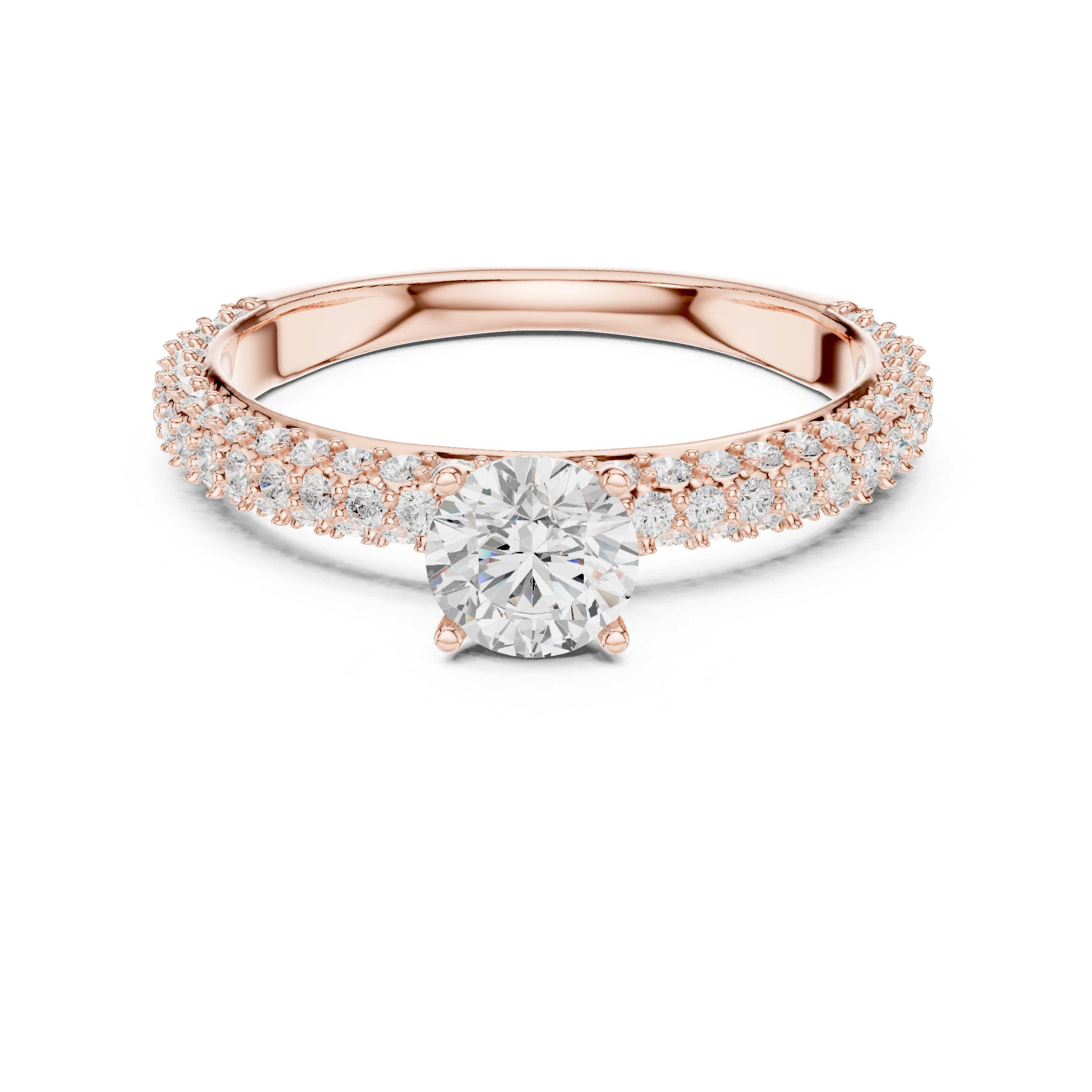 The Llobregat Ring - Radiant Cut Pavé Solitaire Engagement Ring
