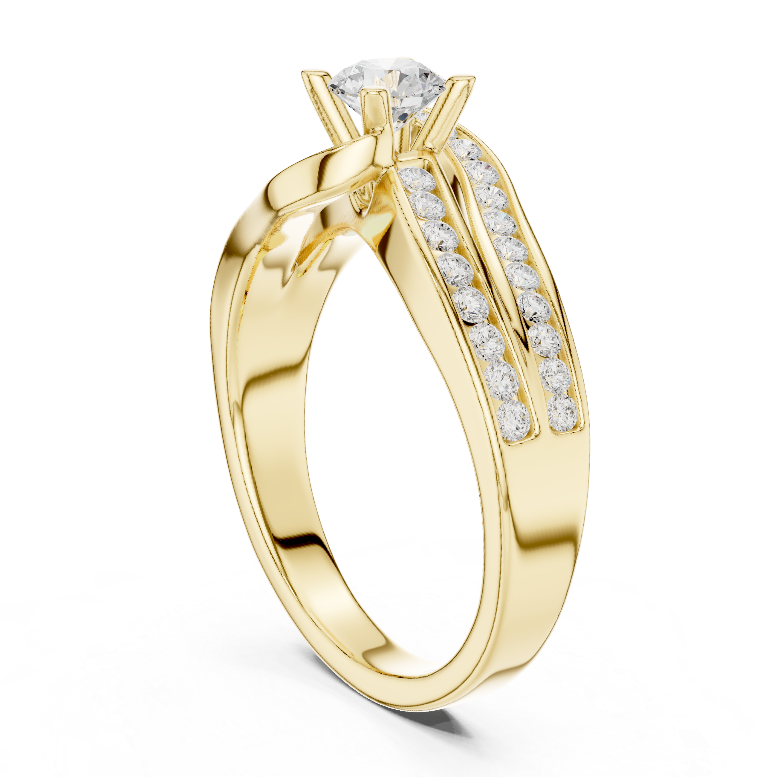 The Cabrera de Mar Ring - Sculptural Bypass Channel-Set Engagement Ring