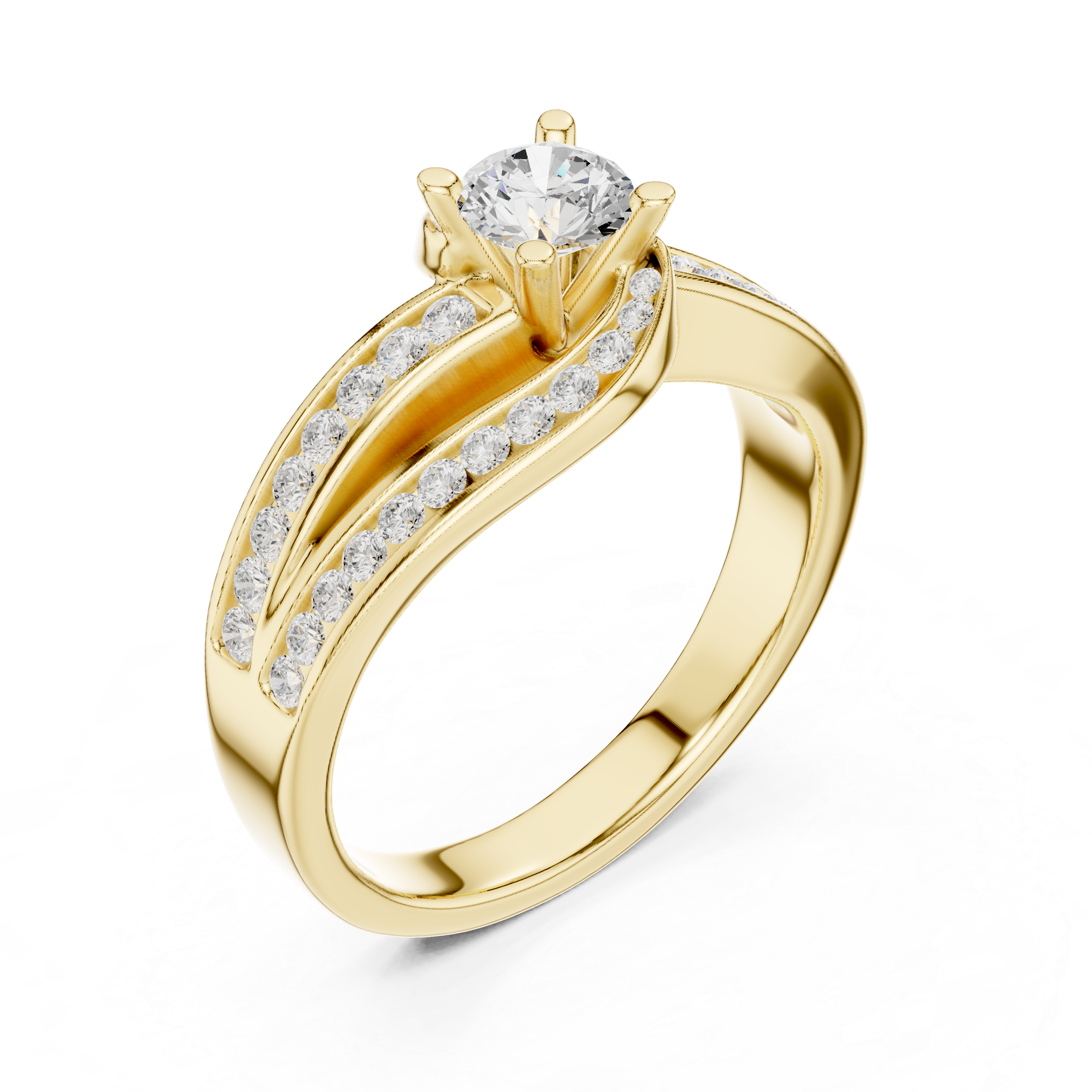 The Cabrera de Mar Ring - Sculptural Bypass Channel-Set Engagement Ring