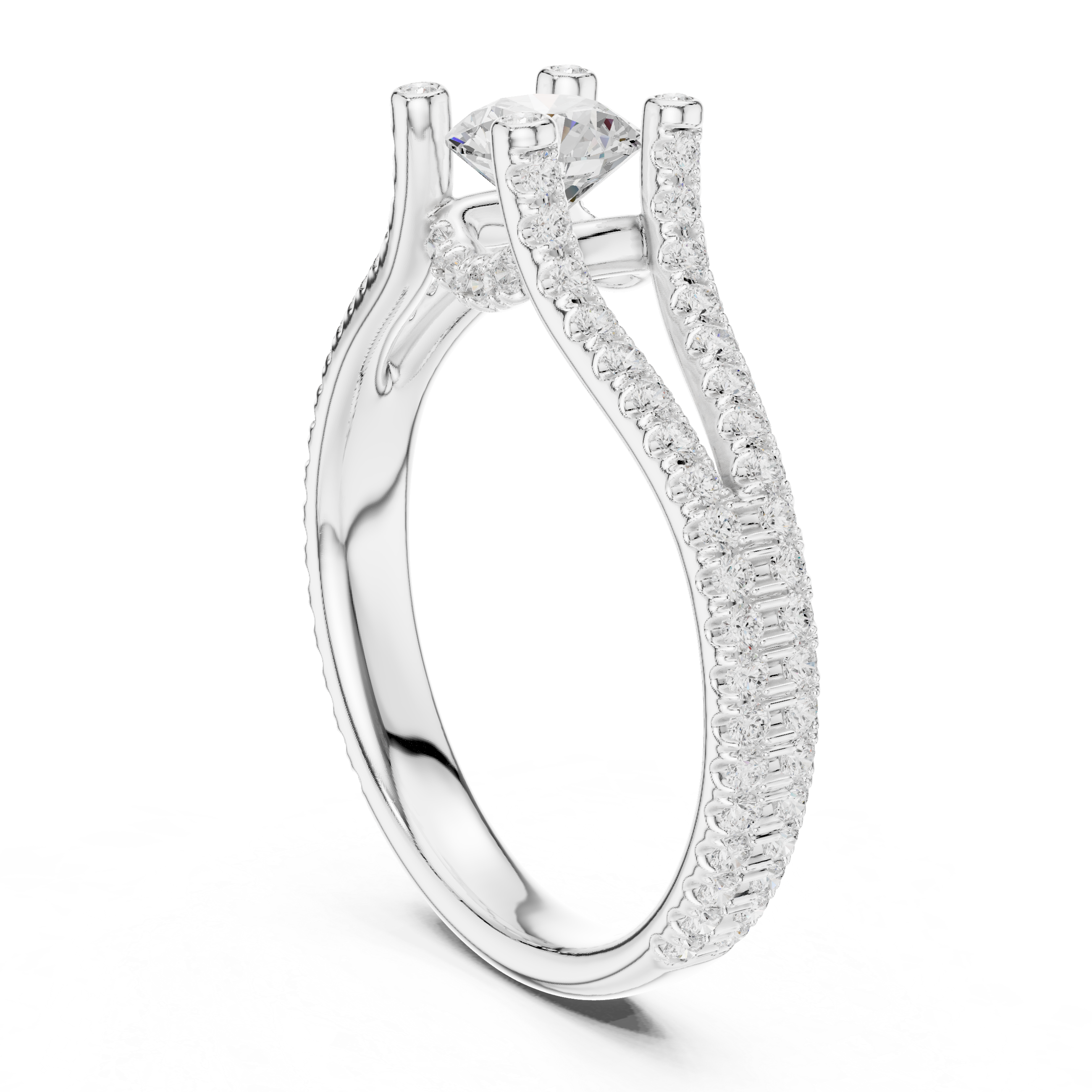 The Premià de Dalt Ring - Split Cathedral Pavé Engagement Ring