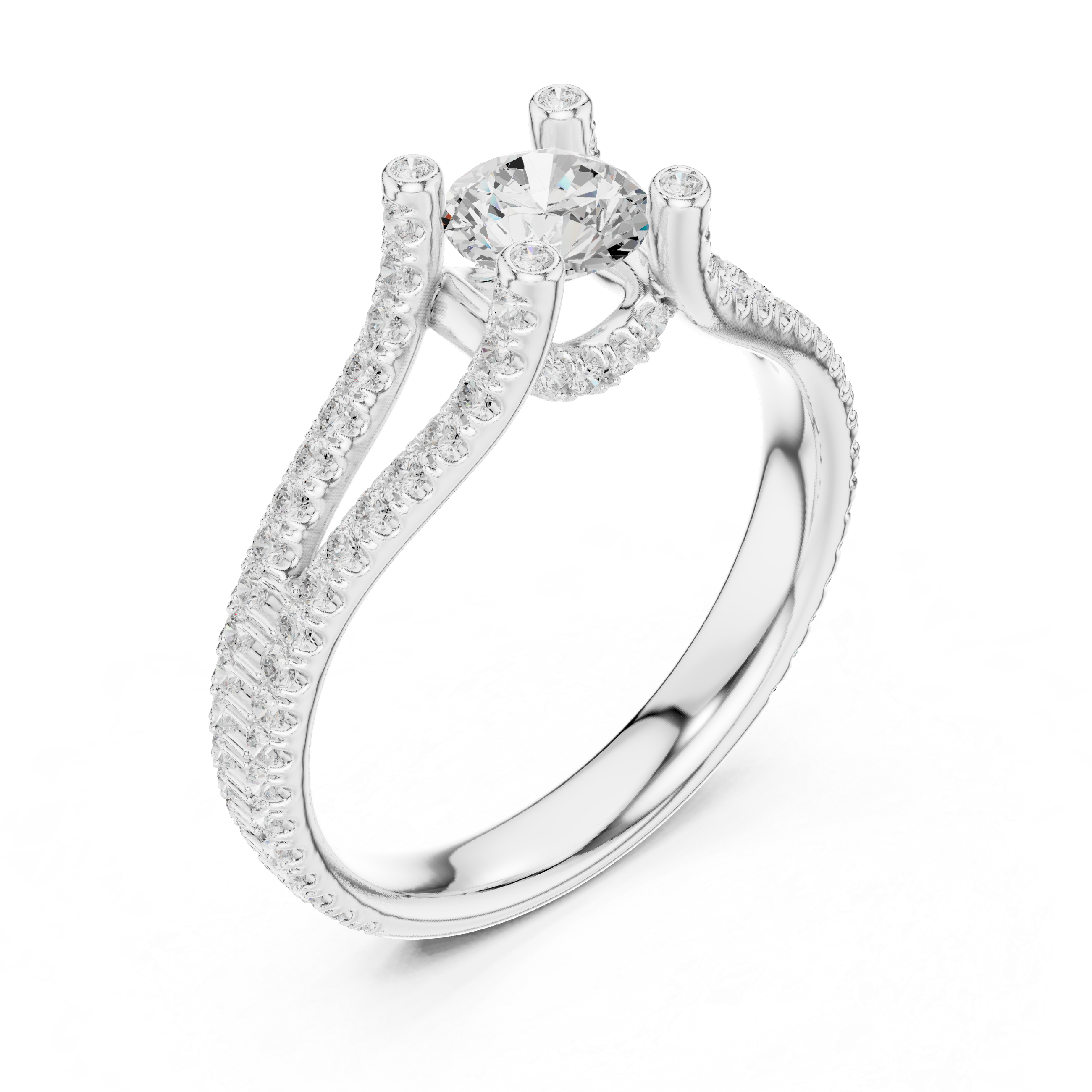 The Premià de Dalt Ring - Split Cathedral Pavé Engagement Ring