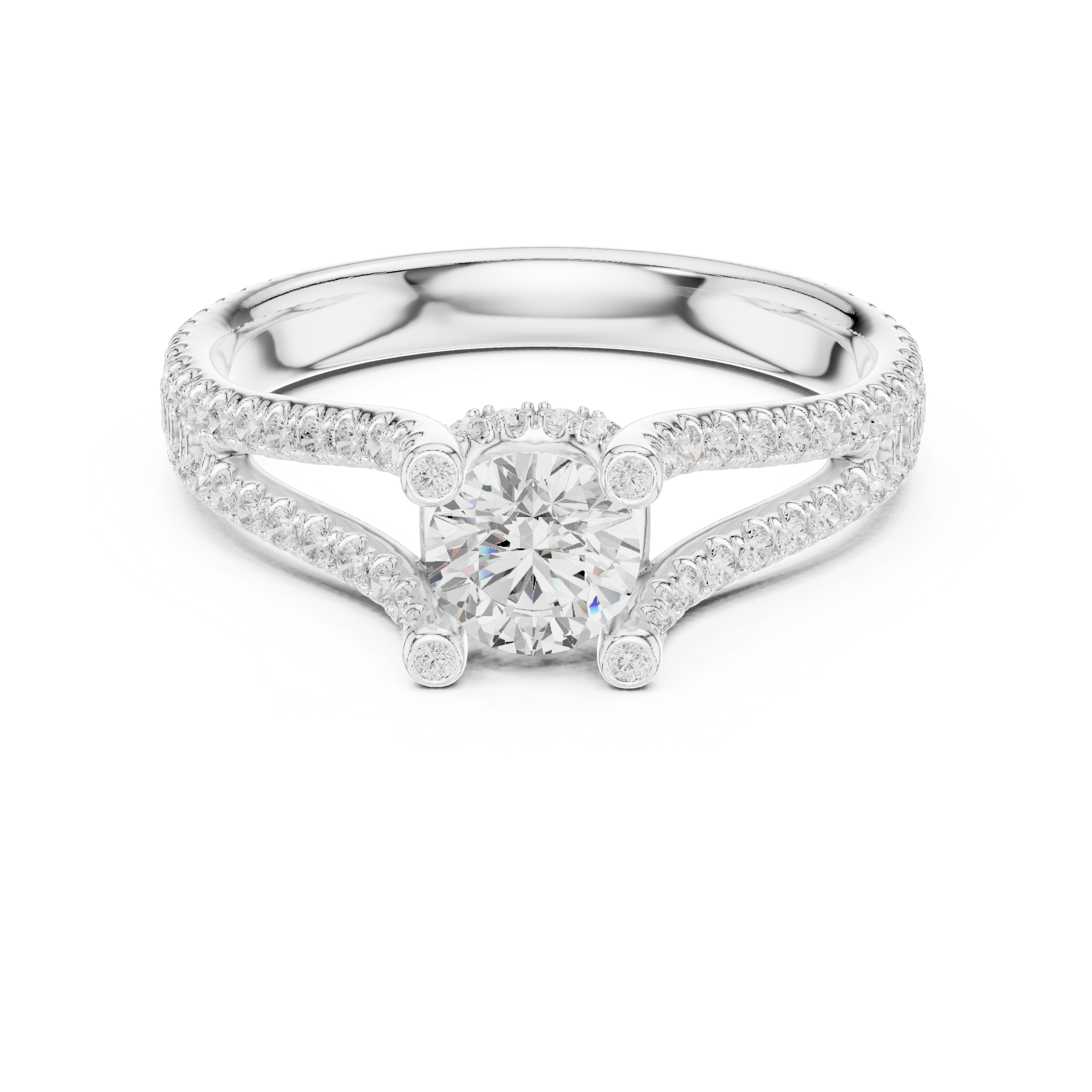 The Premià de Dalt Ring - Split Cathedral Pavé Engagement Ring