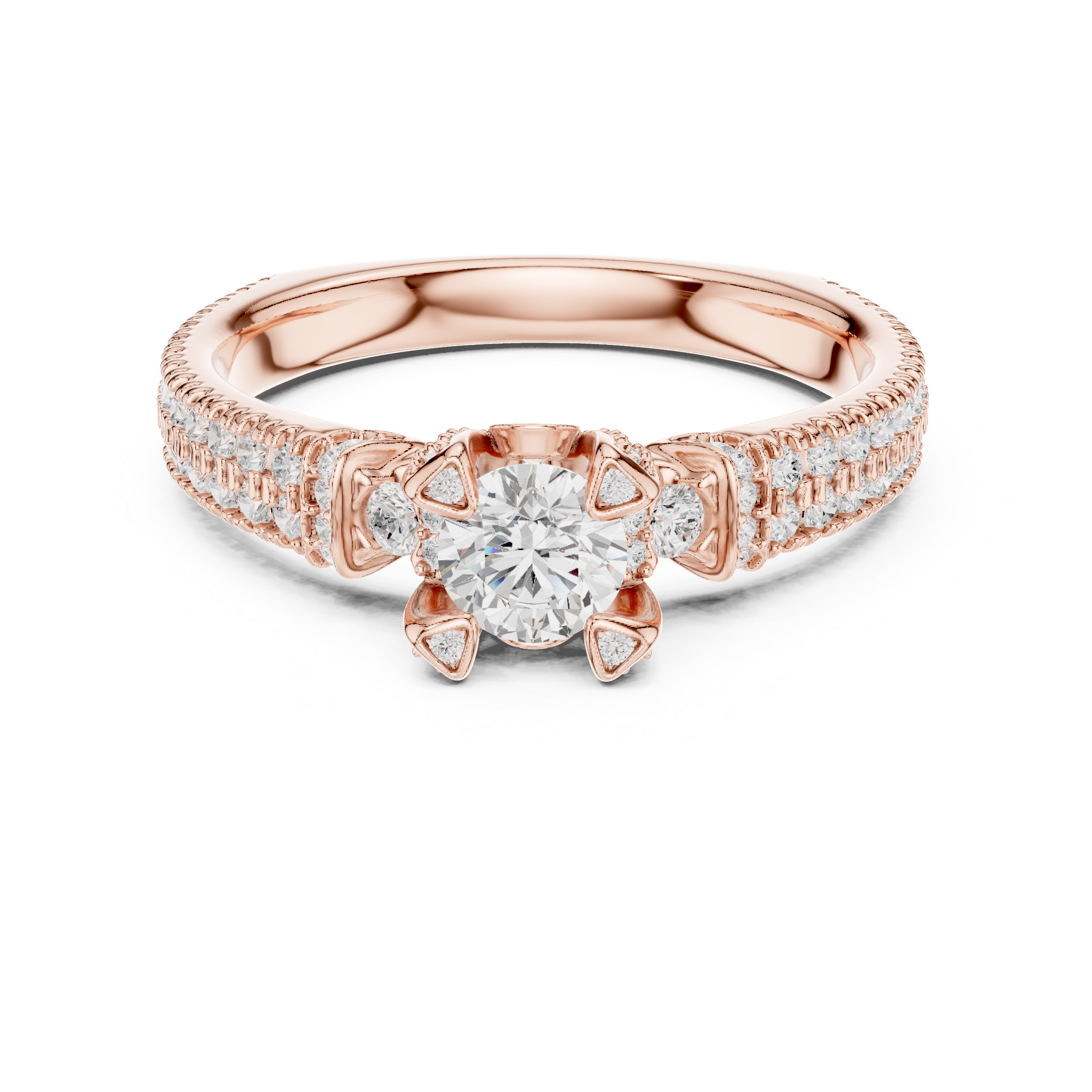 The Ponte Vecchio Ring - Round Brilliant Split-Cathedral Engagement Ring