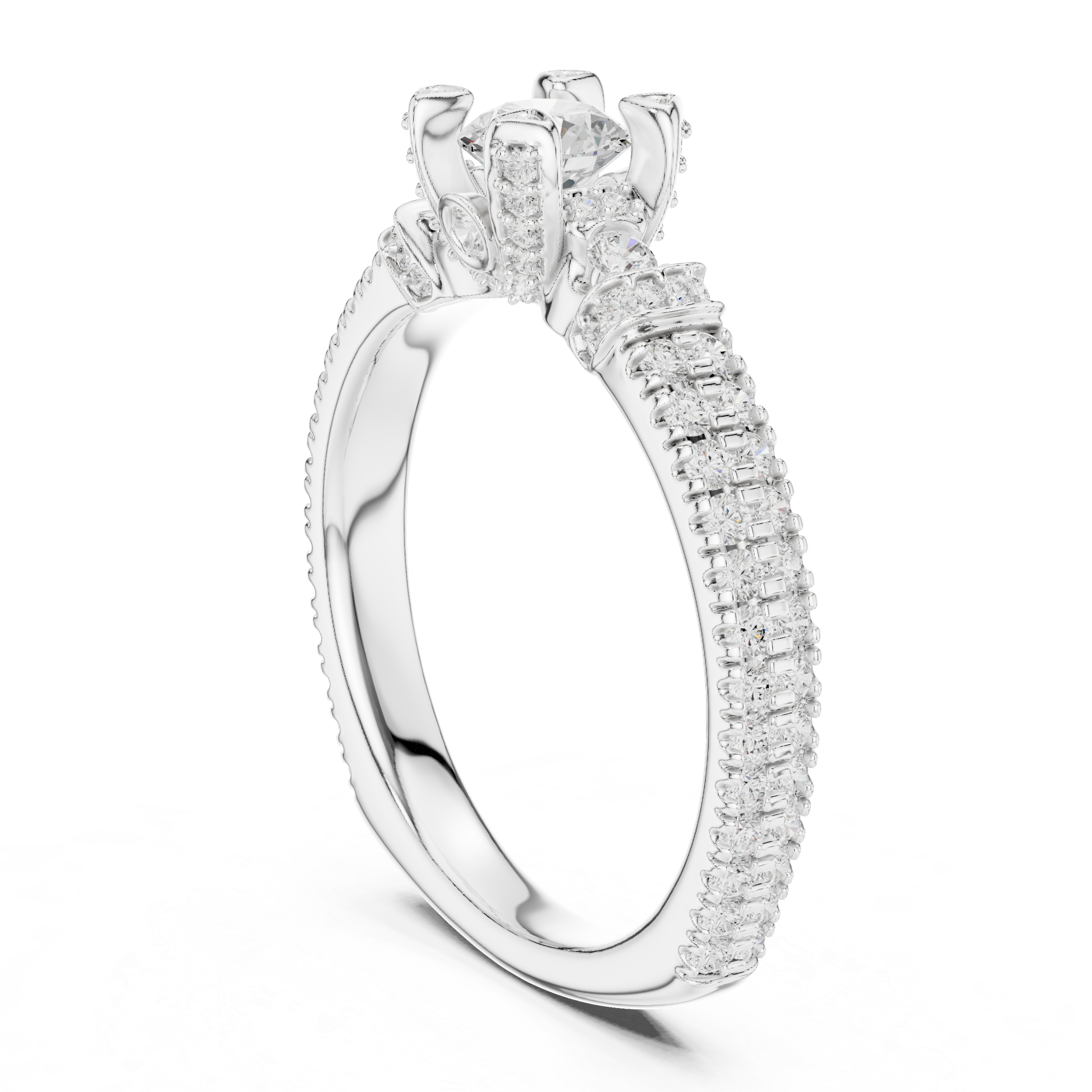 The Ponte Vecchio Ring - Round Brilliant Split-Cathedral Engagement Ring