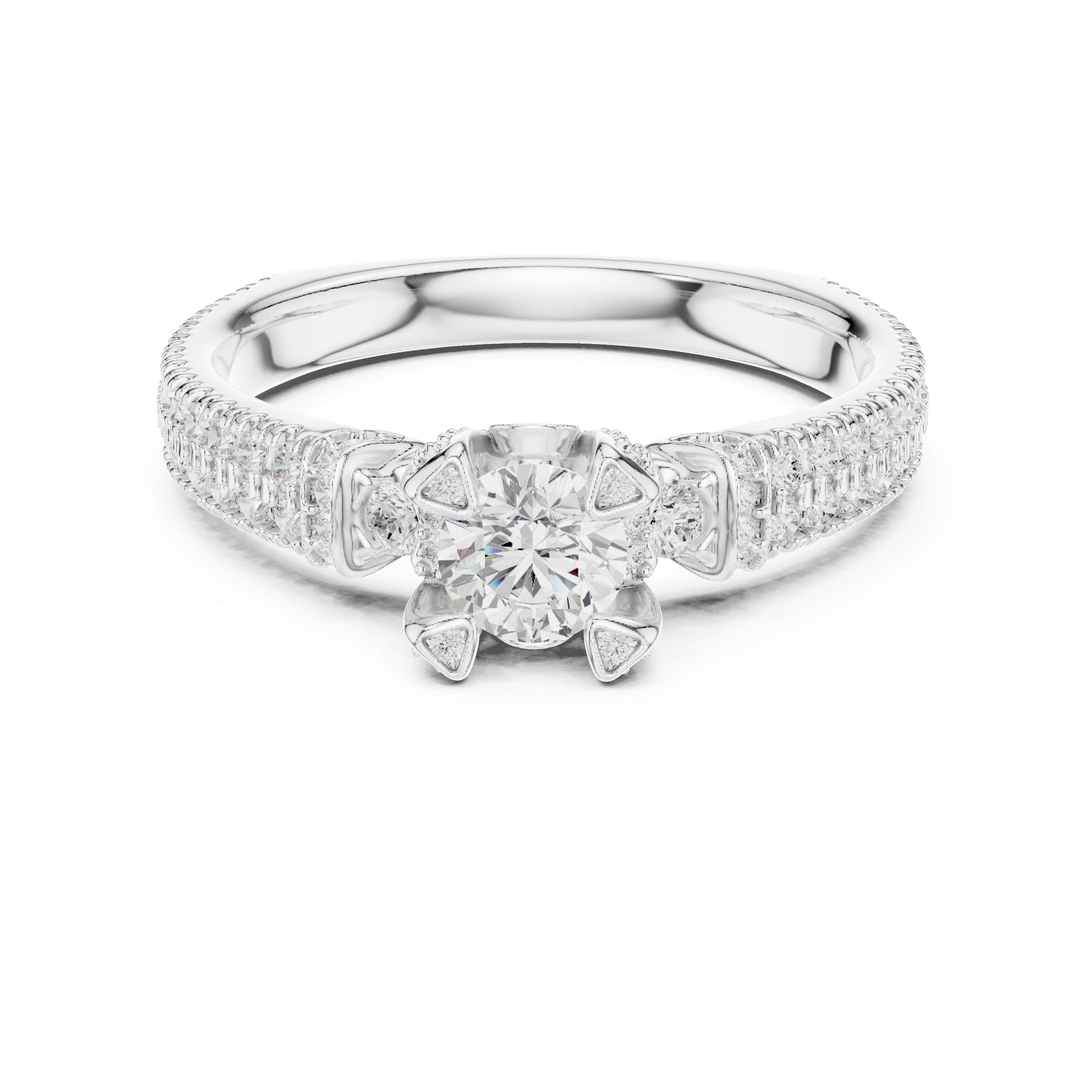 The Ponte Vecchio Ring - Round Brilliant Split-Cathedral Engagement Ring