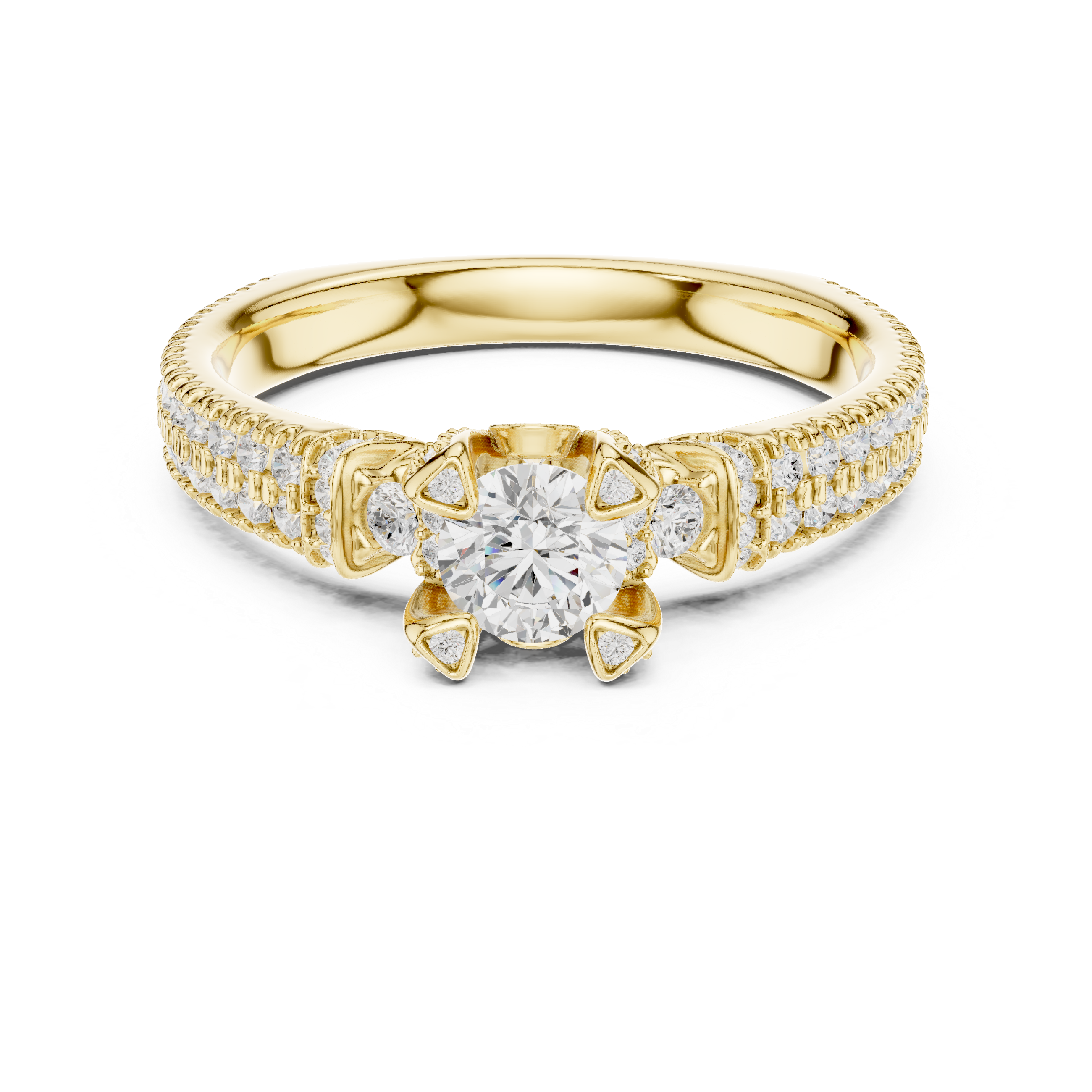 The Ponte Vecchio Ring - Round Brilliant Split-Cathedral Engagement Ring