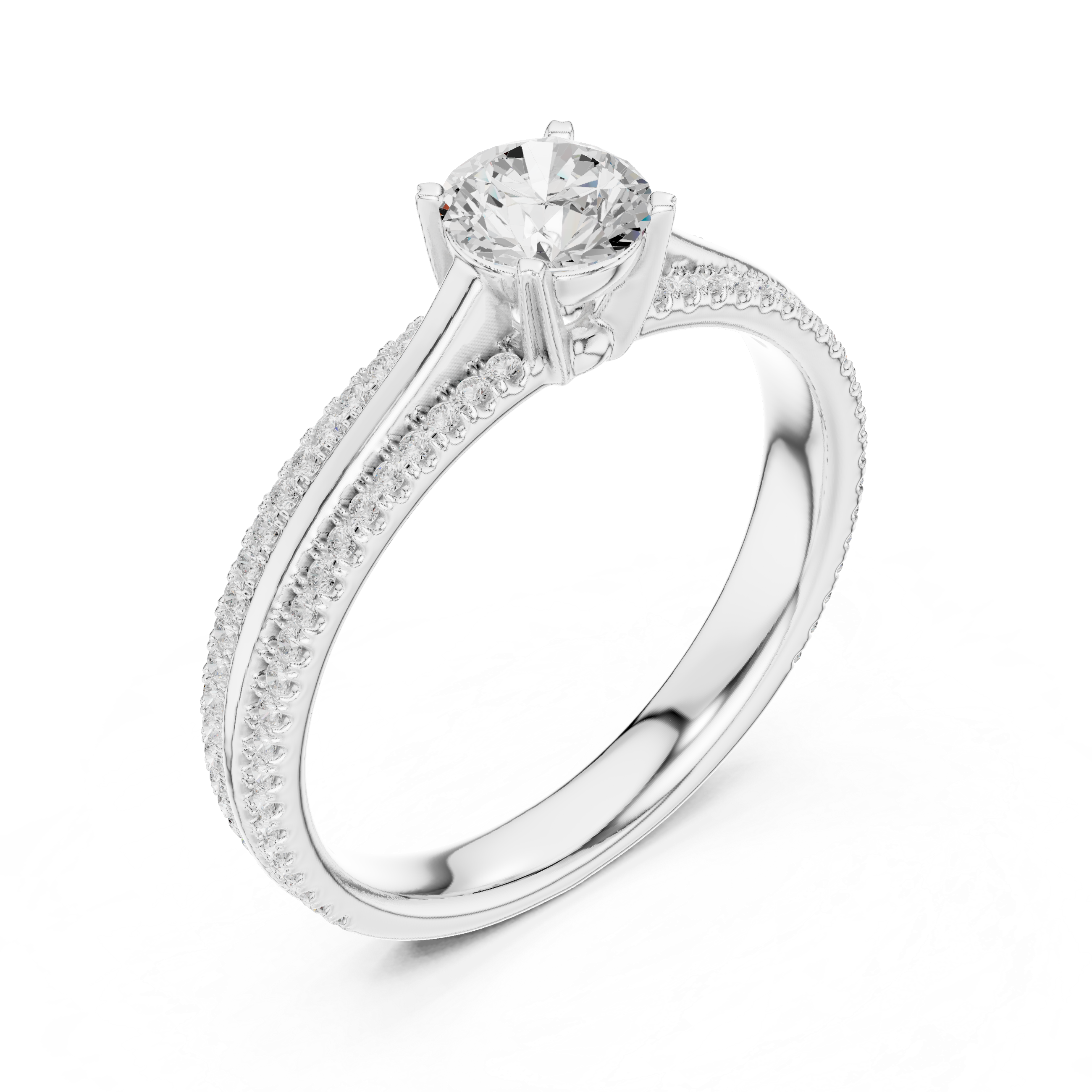 The Vaxholm Ring - U-Cut Pavé Solitaire Engagement Ring