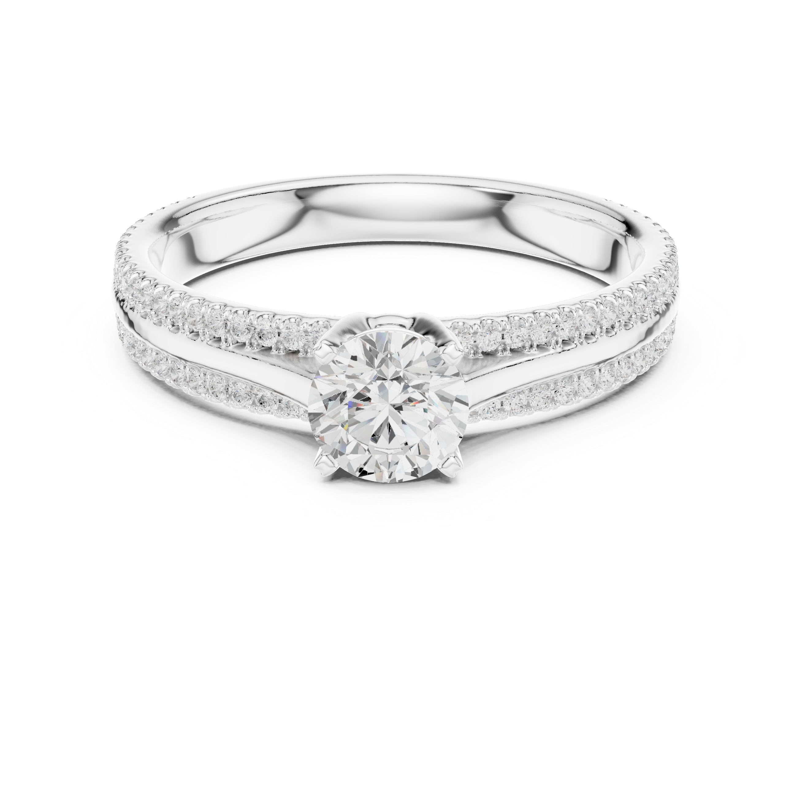 The Vaxholm Ring - U-Cut Pavé Solitaire Engagement Ring