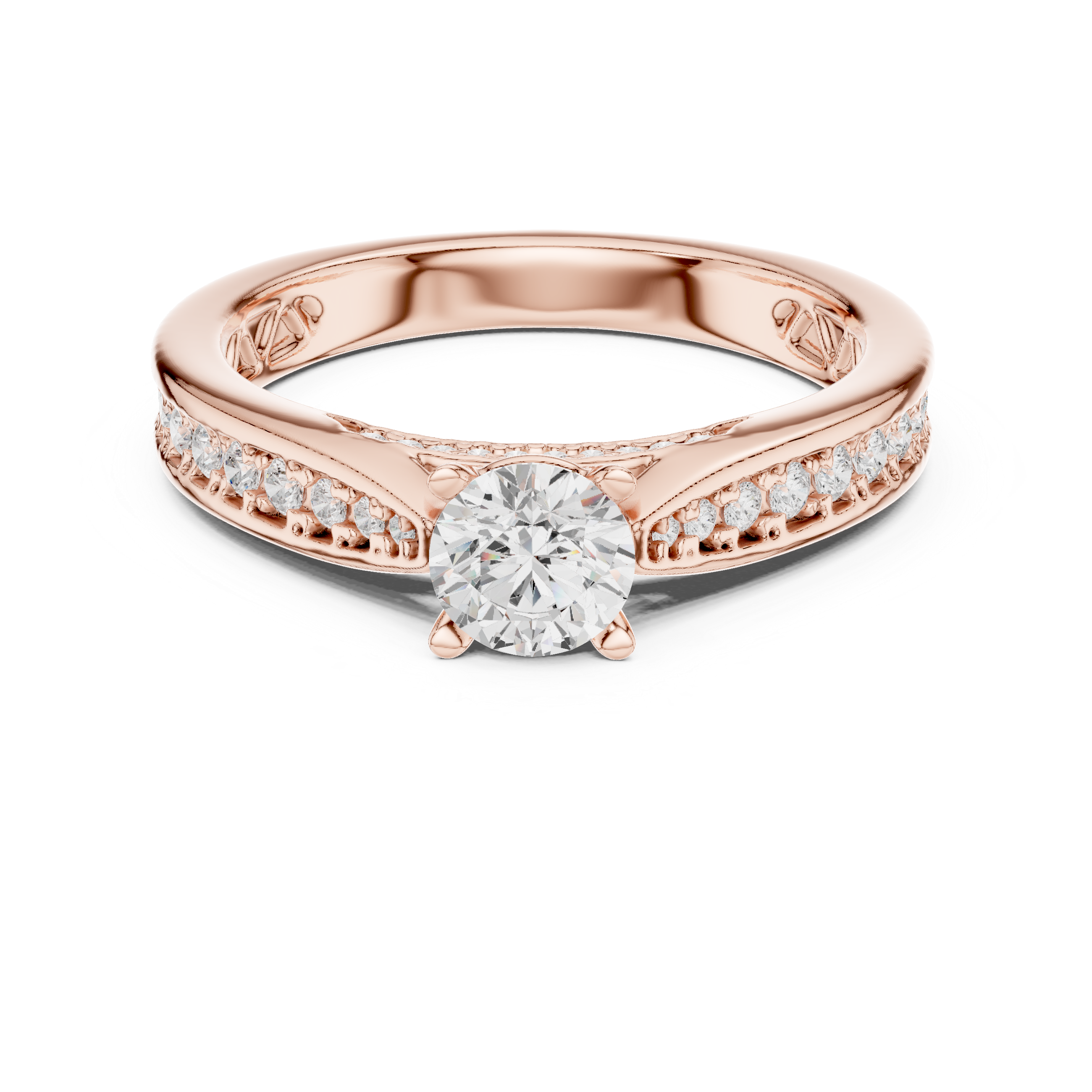 The Stocksund Ring - Elevated Pavé Solitaire Engagement Ring