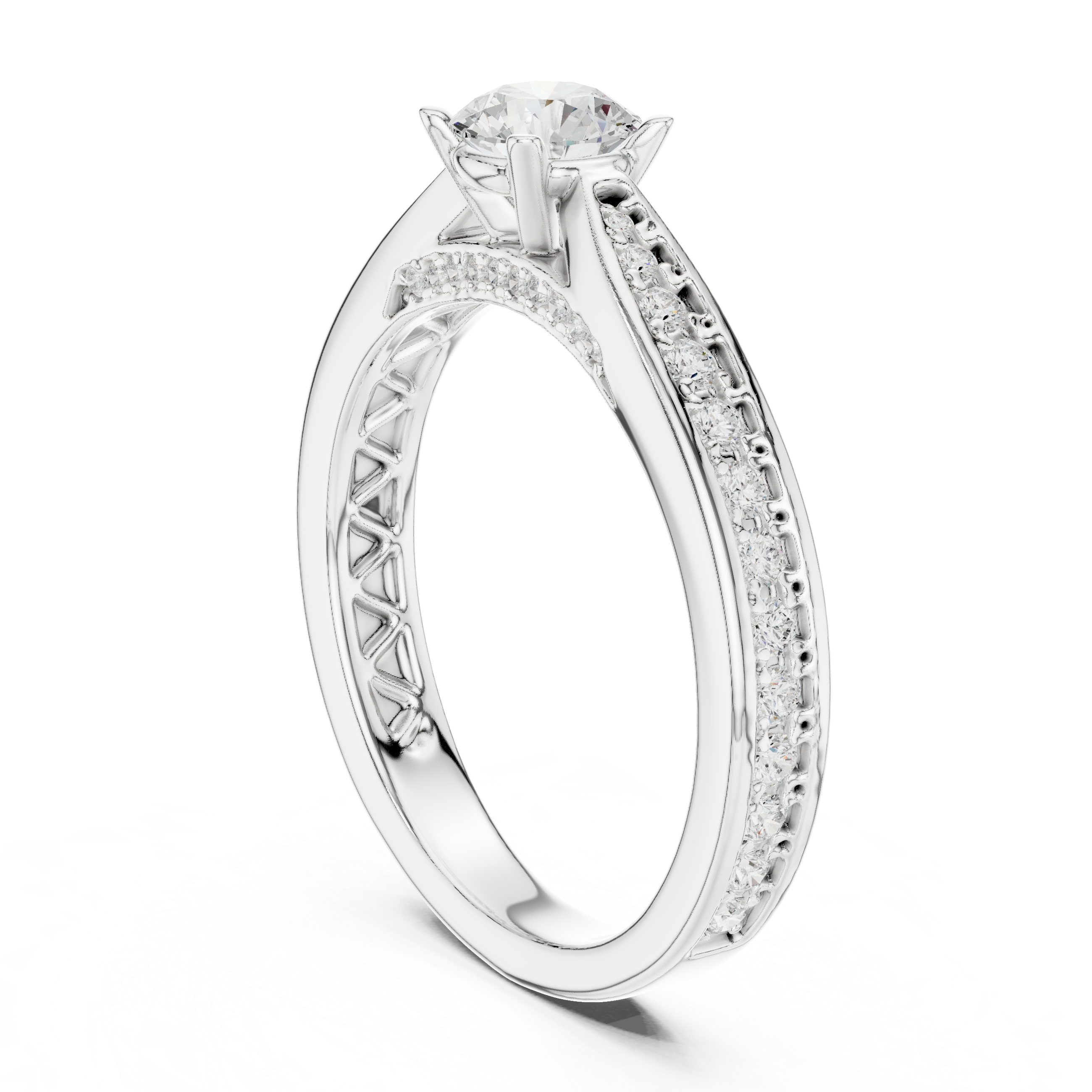 The Stocksund Ring - Elevated Pavé Solitaire Engagement Ring