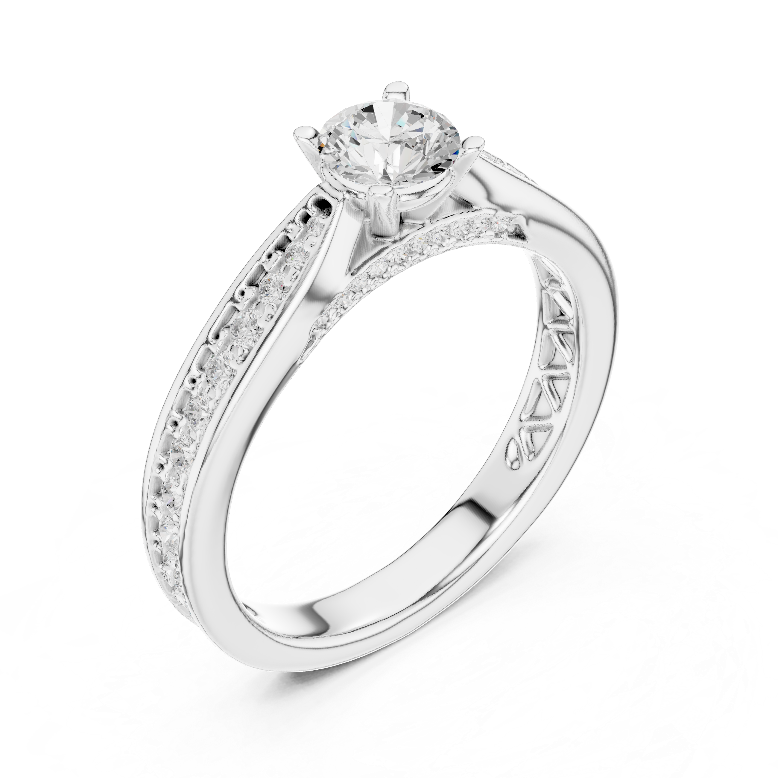 The Stocksund Ring - Elevated Pavé Solitaire Engagement Ring