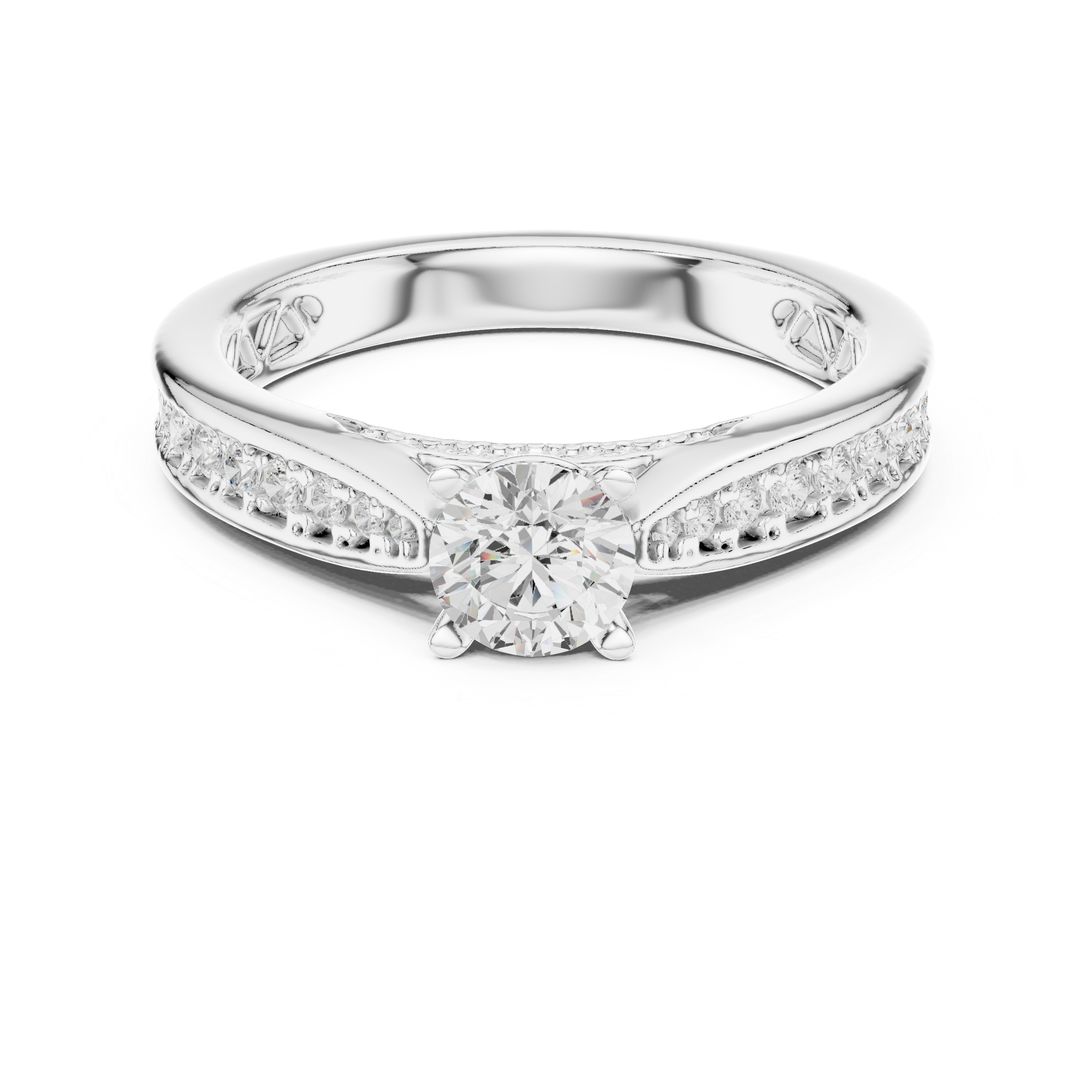 The Stocksund Ring - Elevated Pavé Solitaire Engagement Ring