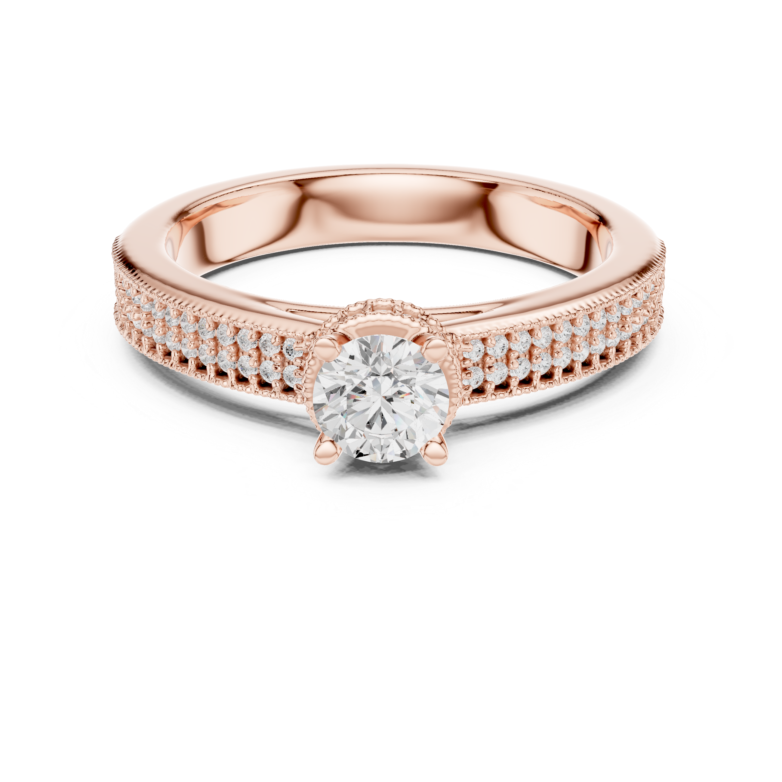The Djursholm Ring - Triple-Row Pavé Solitaire Engagement Ring