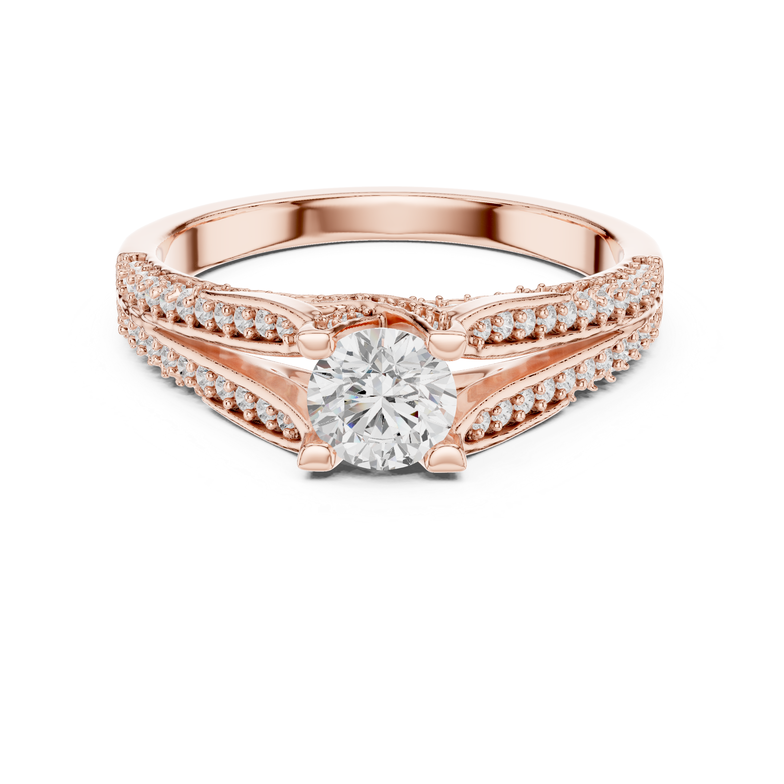 The Bromma Ring - Round Brilliant Split-Cathedral Engagement Ring