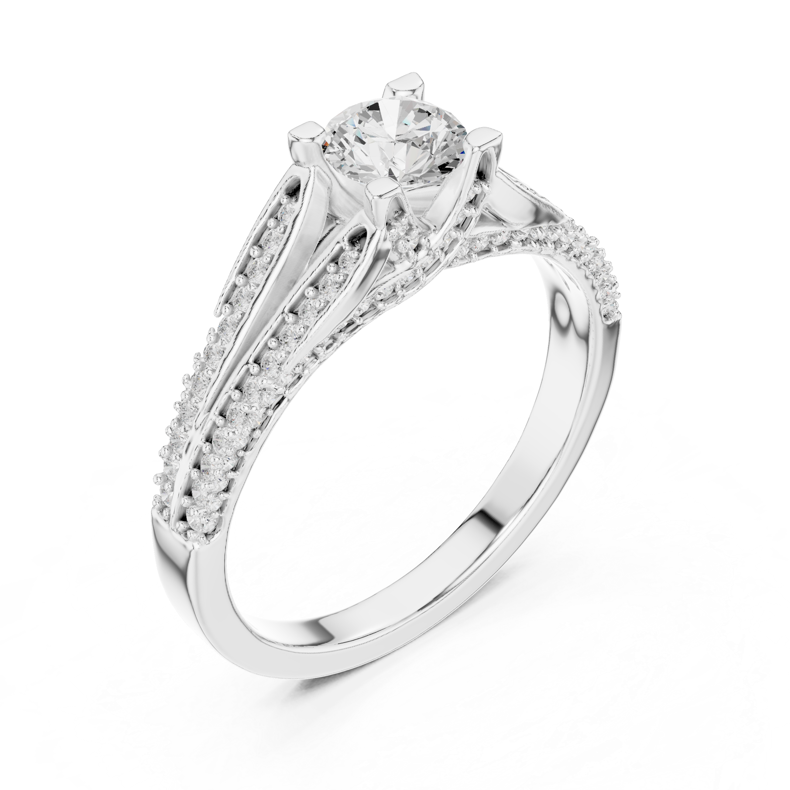 The Bromma Ring - Round Brilliant Split-Cathedral Engagement Ring