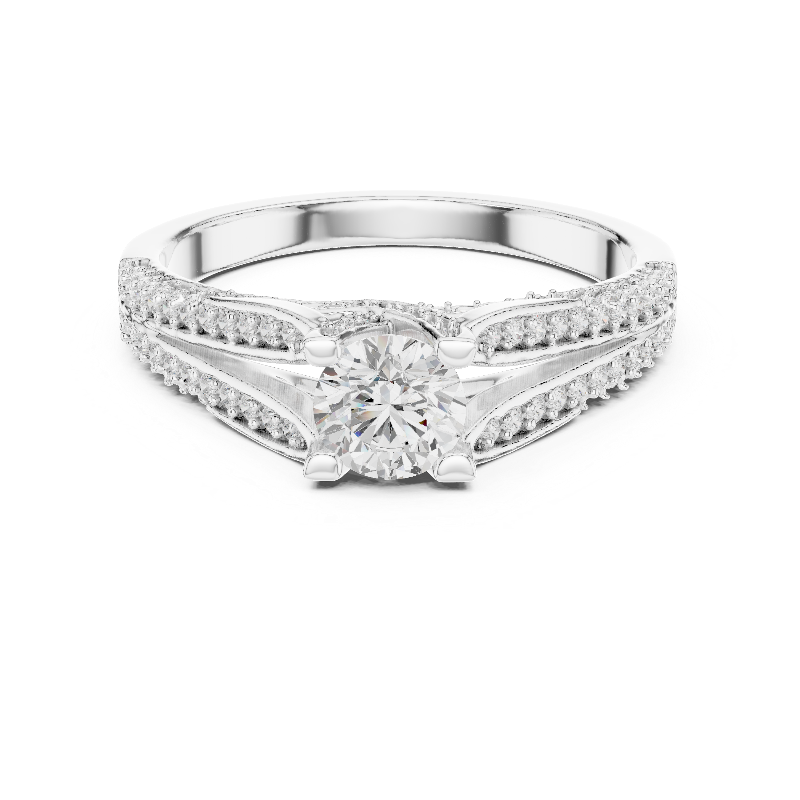 The Bromma Ring - Round Brilliant Split-Cathedral Engagement Ring