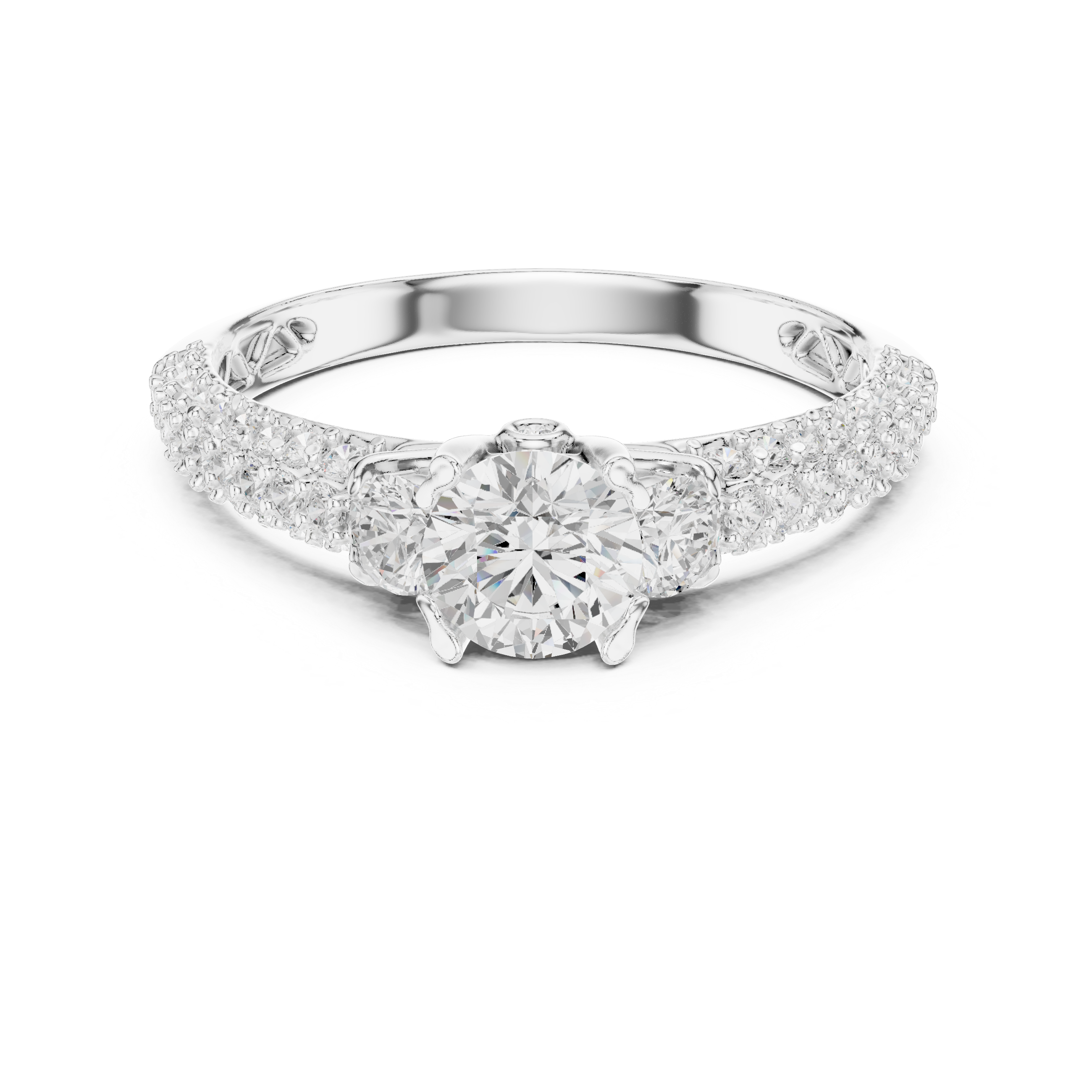 The Hellerup Ring - Round Brilliant Split-Shank Cathedral Engagement Ring