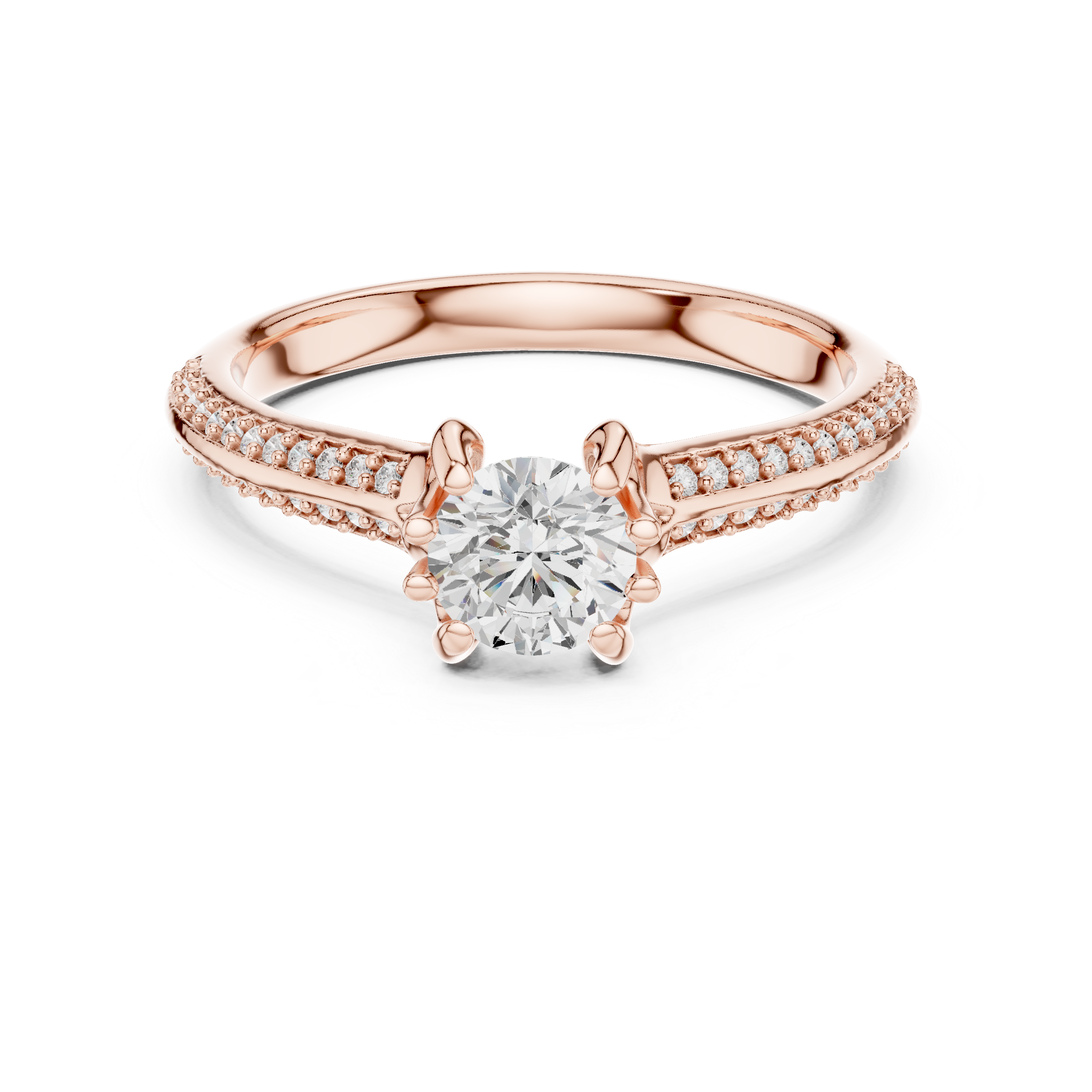 The Charlottenlund Ring - Round Brilliant Cathedral Pavé Engagement Ring