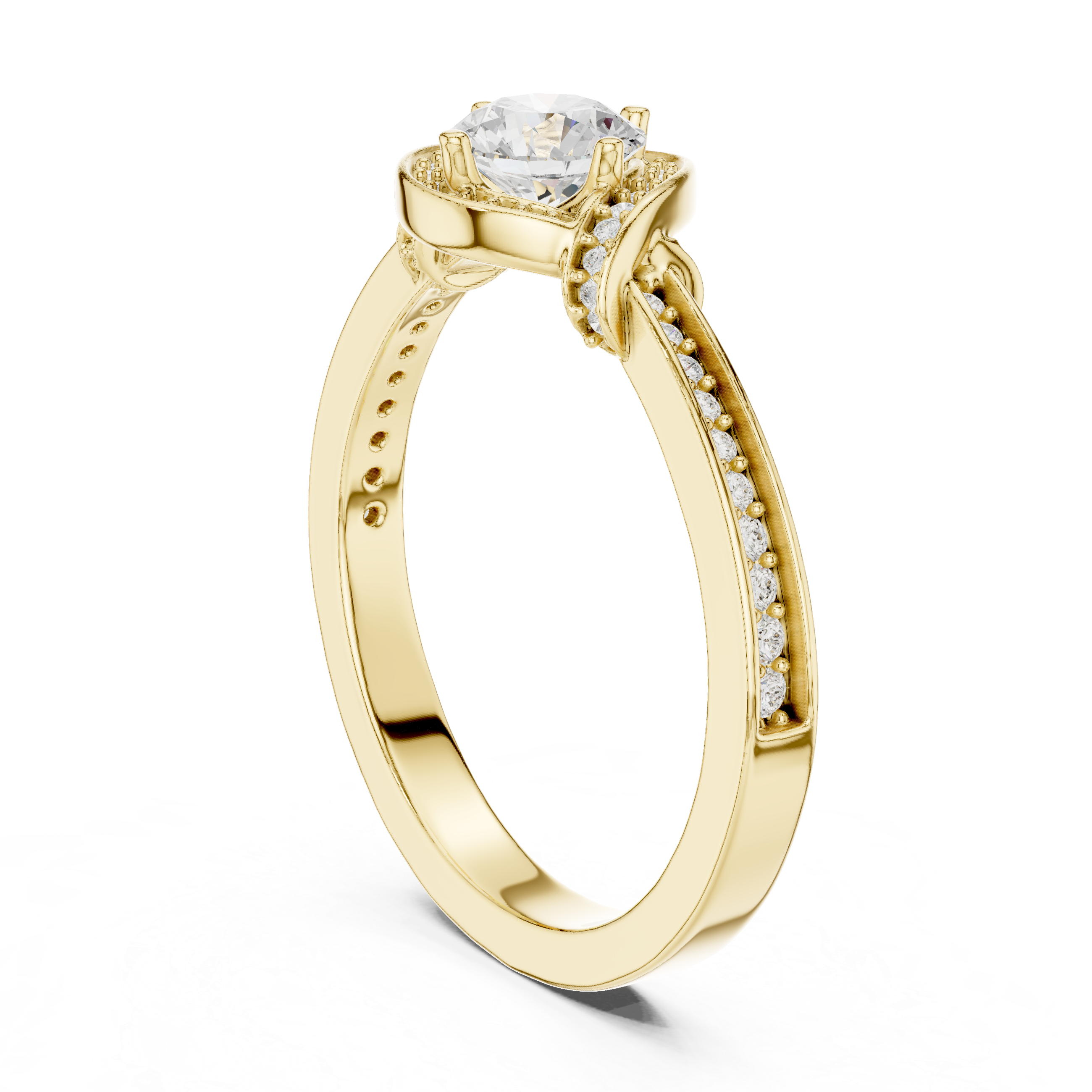 The Ordrup Ring - Round Brilliant Bypass Pavé Engagement Ring