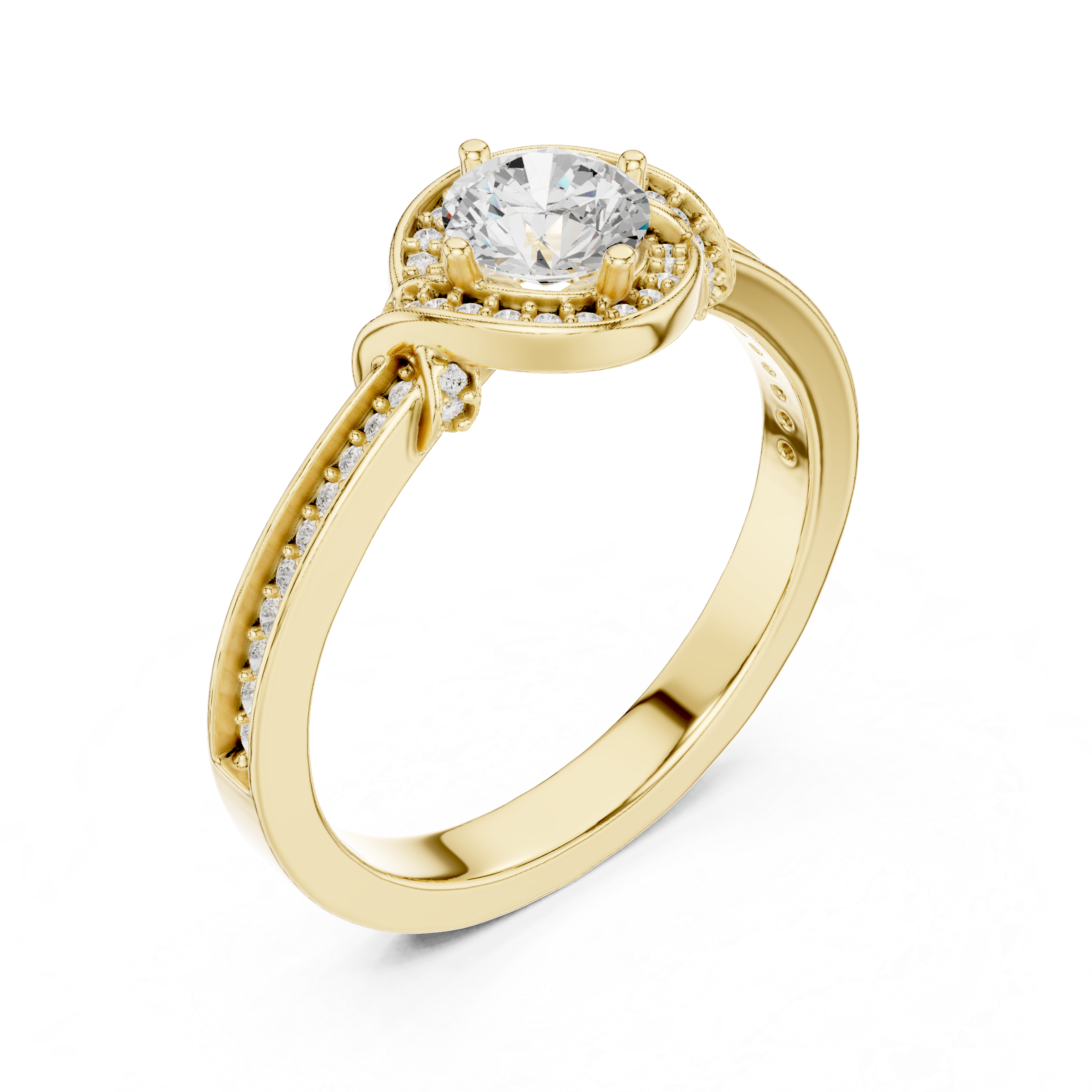 The Ordrup Ring - Round Brilliant Bypass Pavé Engagement Ring