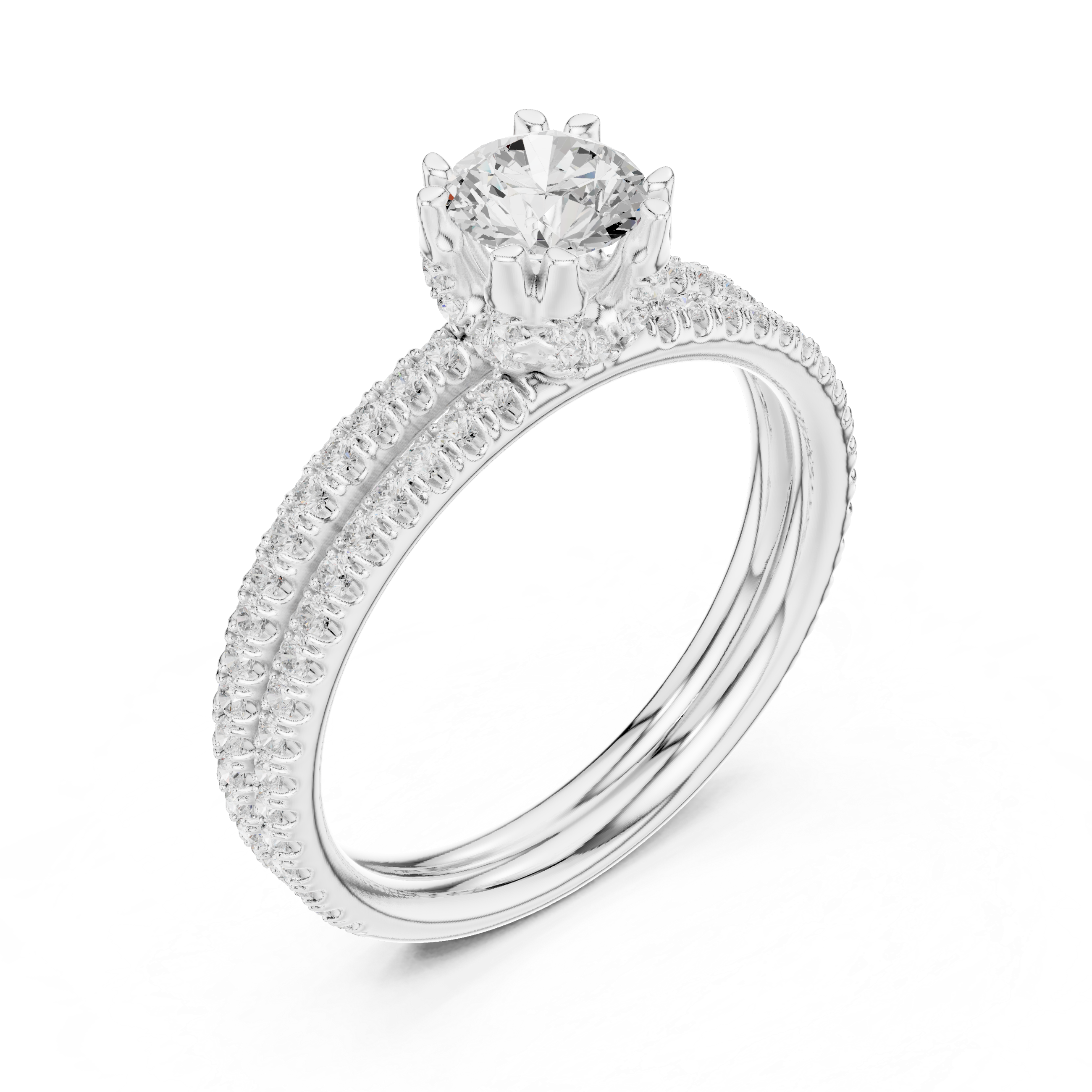The Holte Ring - Round Brilliant U-Cut Pavé Engagement Ring