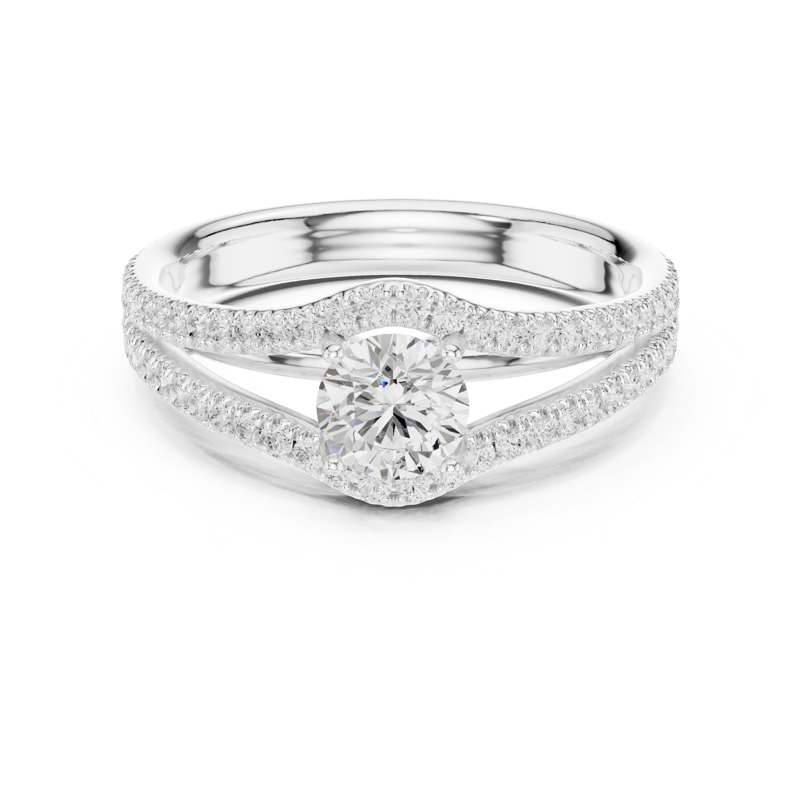 The Fornebu Ring - Round Brilliant Split-Cathedral U-Cut Engagement Ring