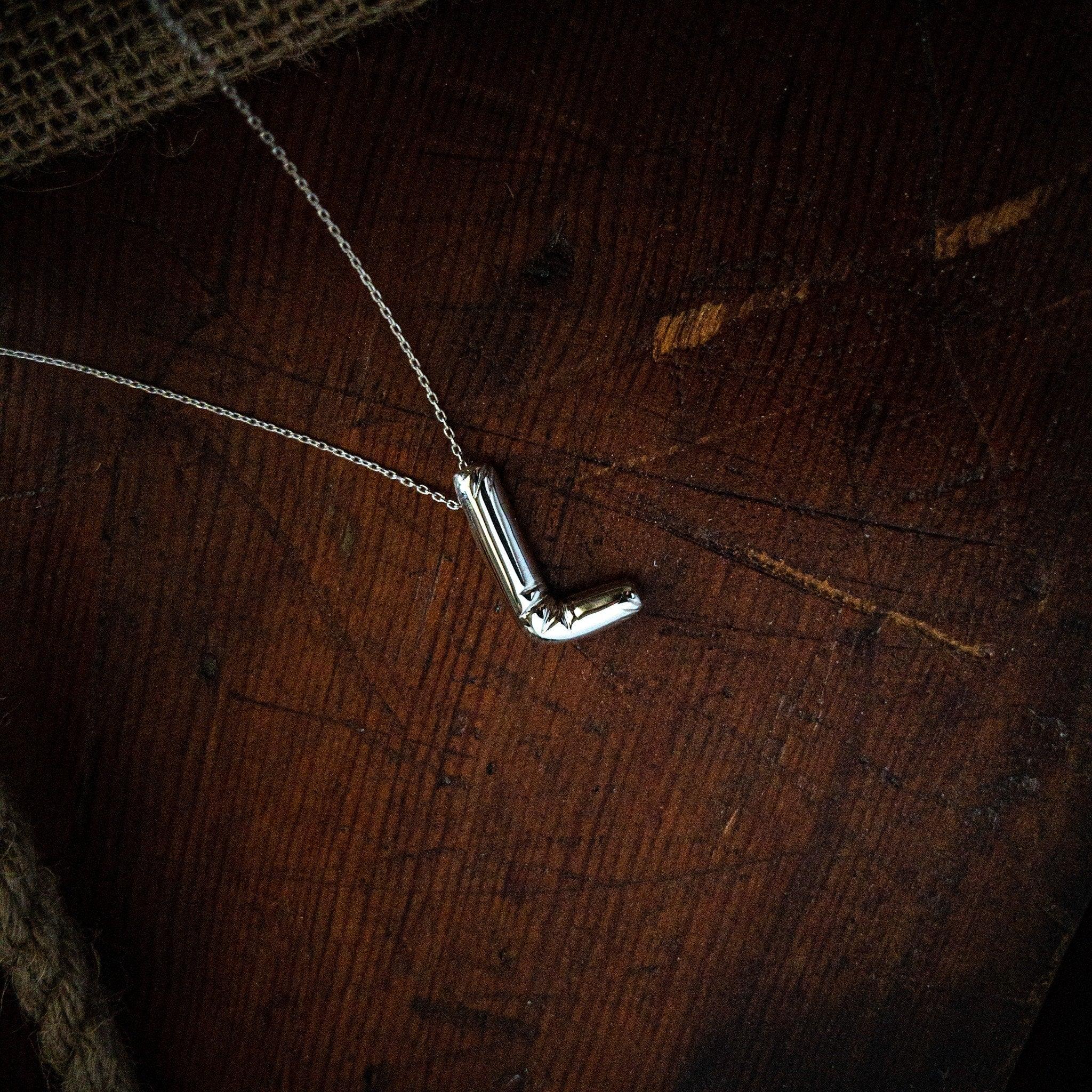 Silver Initial Necklace, Balloon Letter Jewelry