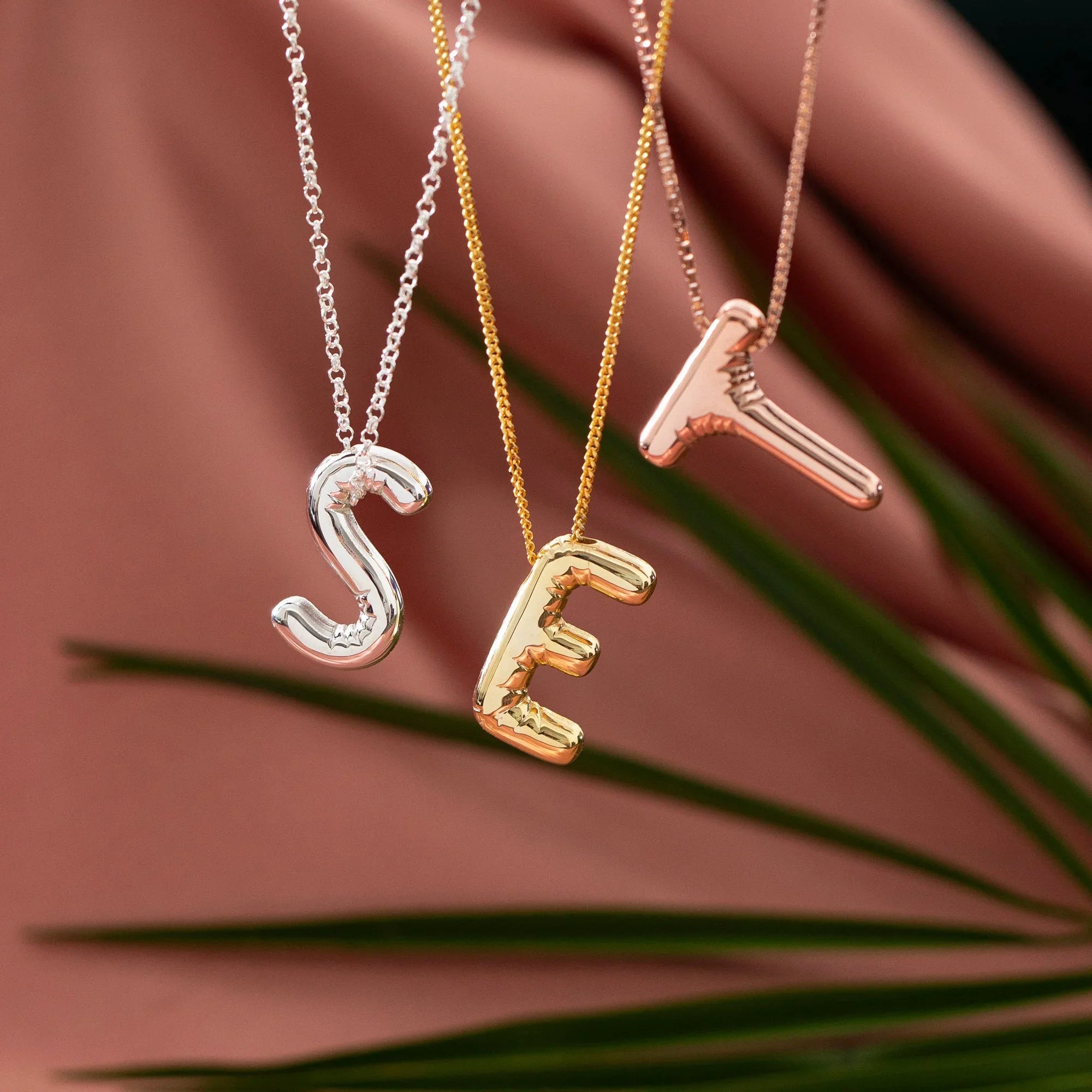 Silver Initial Necklace, Balloon Letter Jewelry