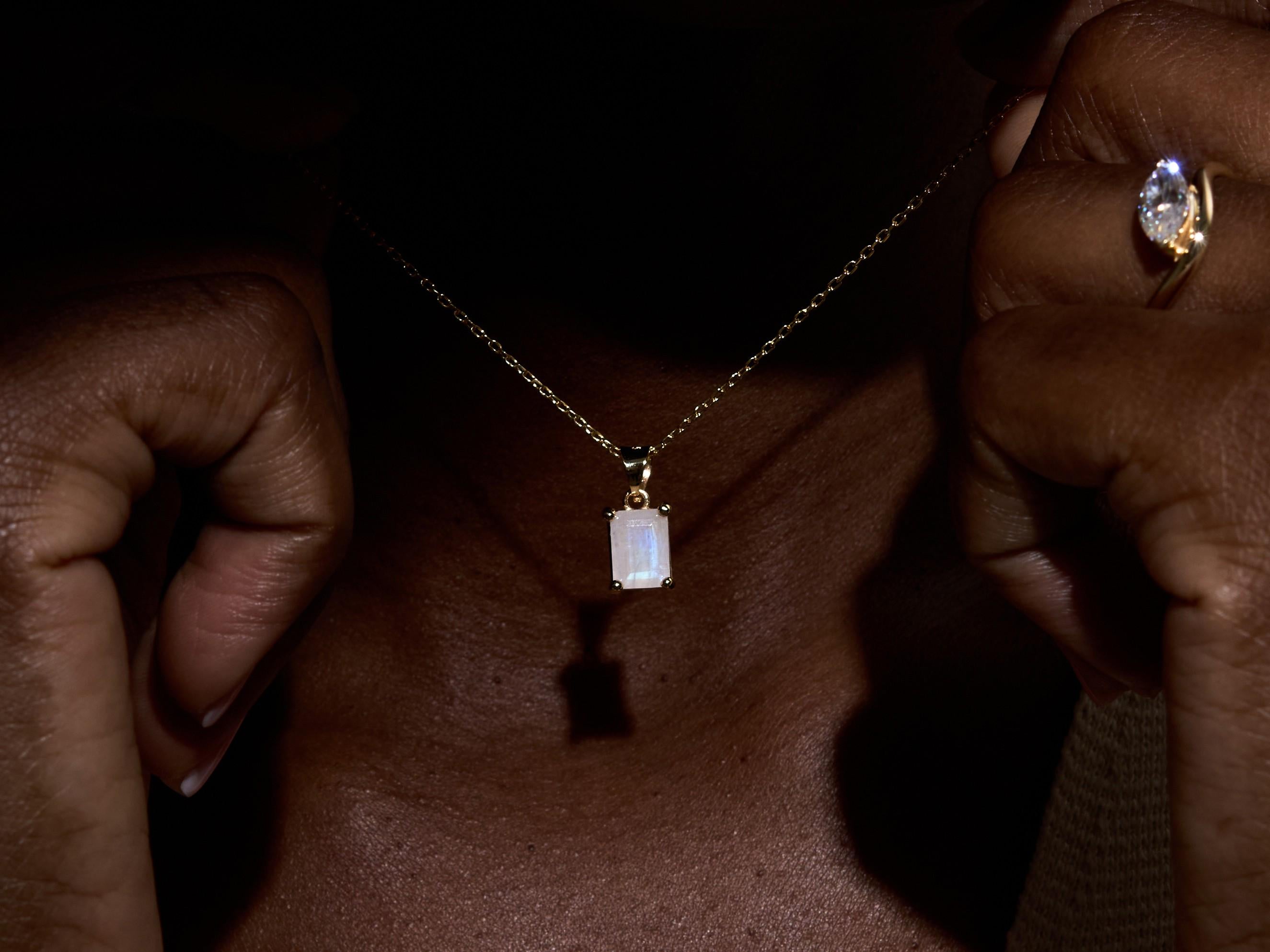 Moon Stone Necklace Sterling Silver, June Birthstone Necklace